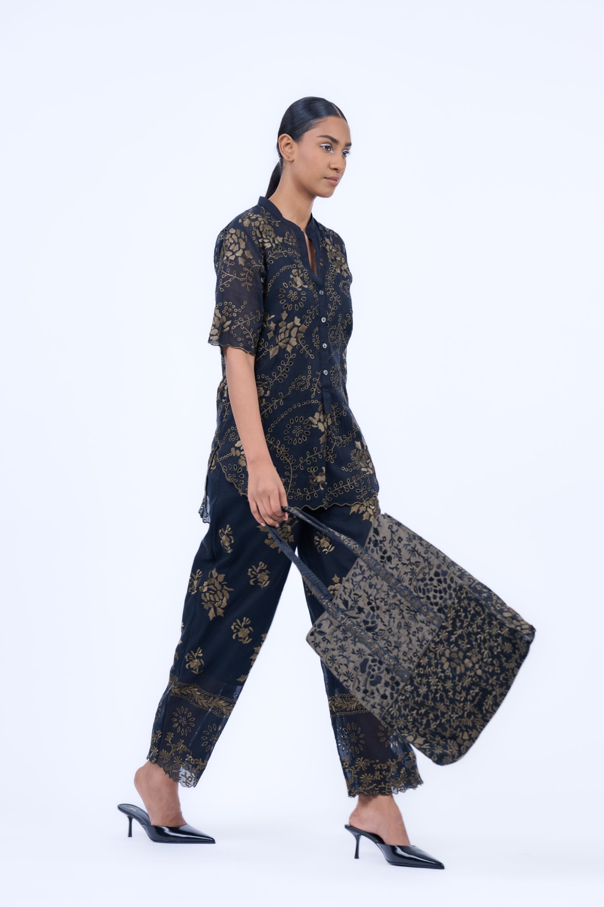 Black Kh Handloom Cotton Pant