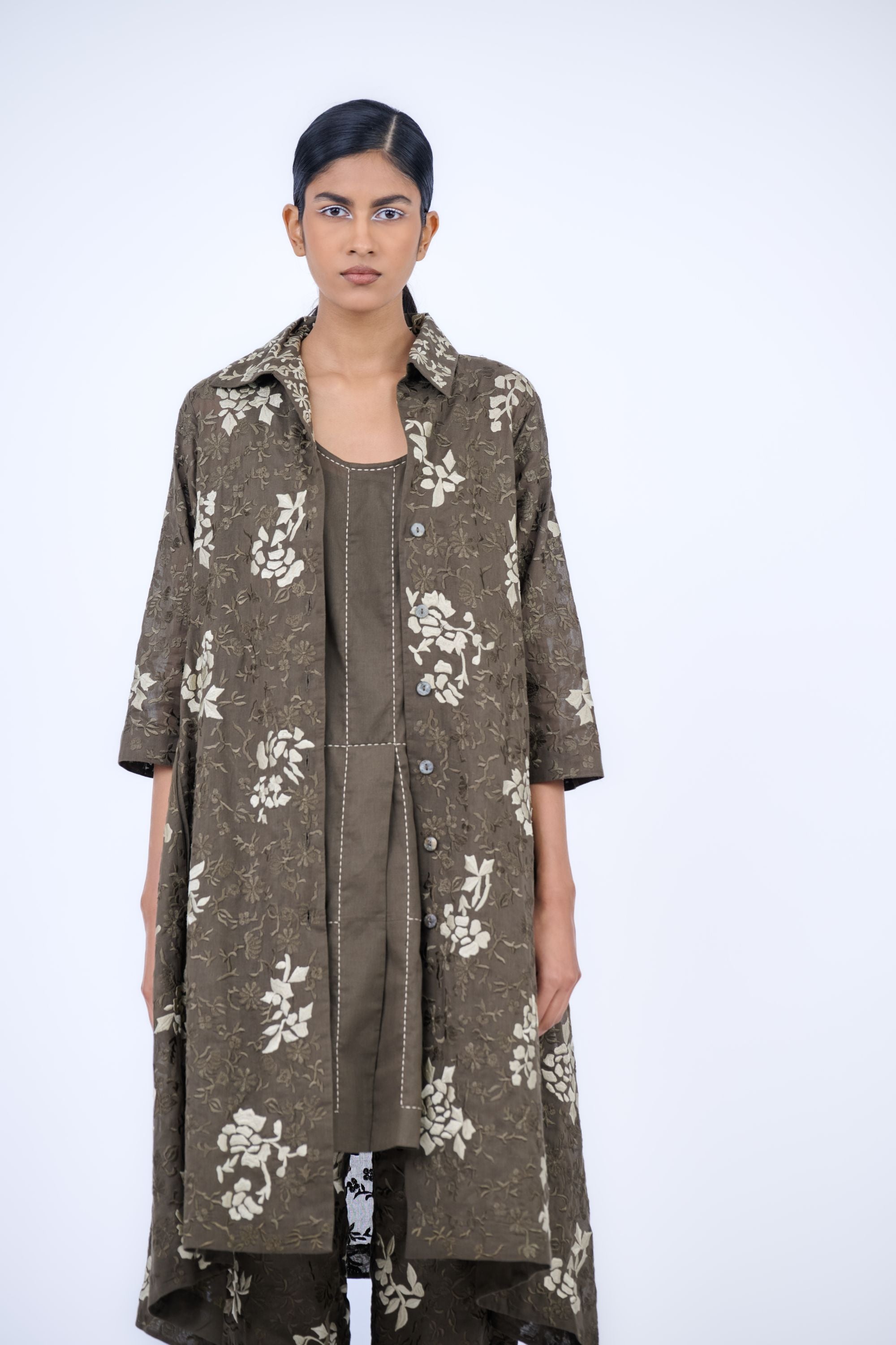Khaki Kh Nat  Handloom Cotton Jacket