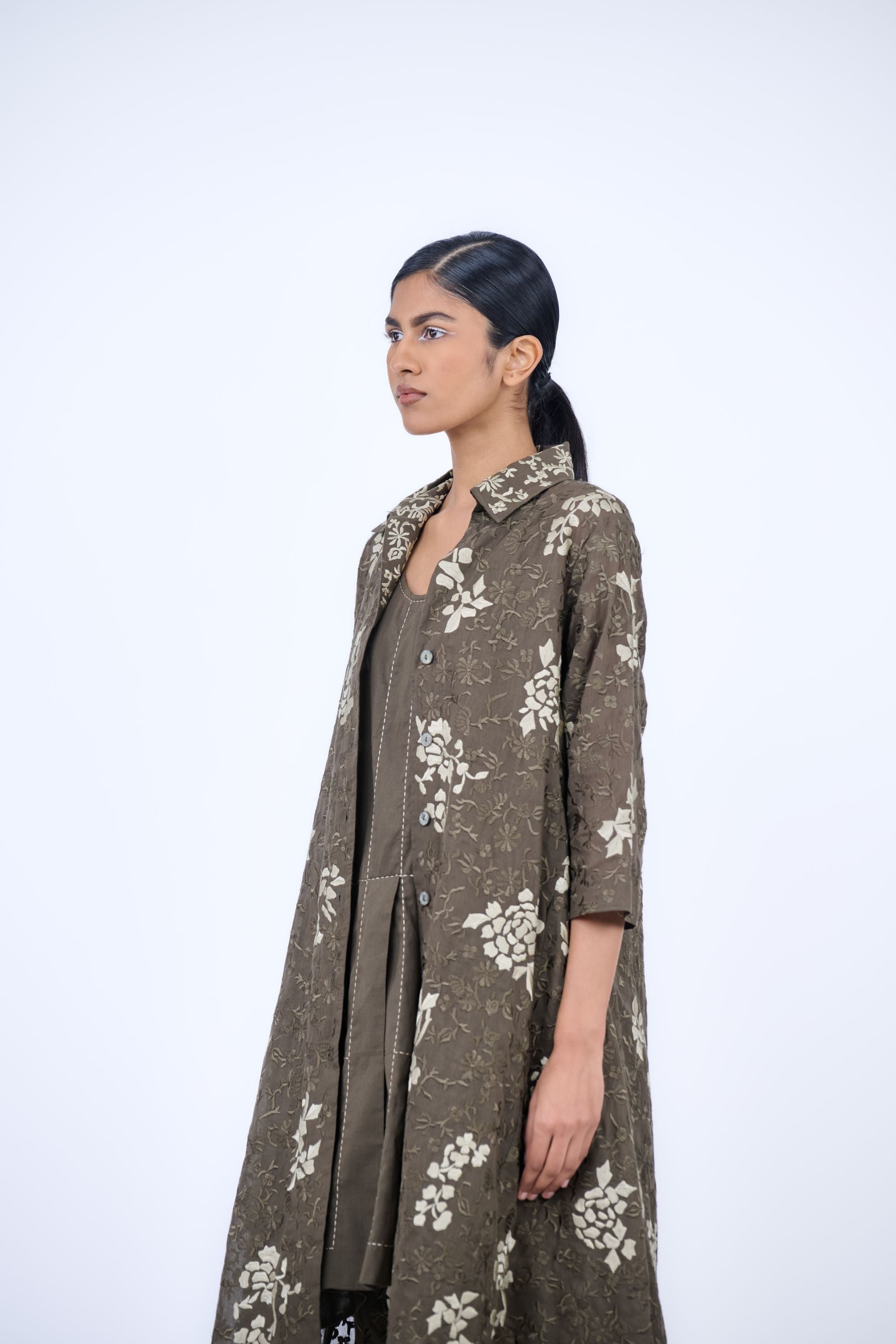 Khaki Kh Nat  Handloom Cotton Jacket