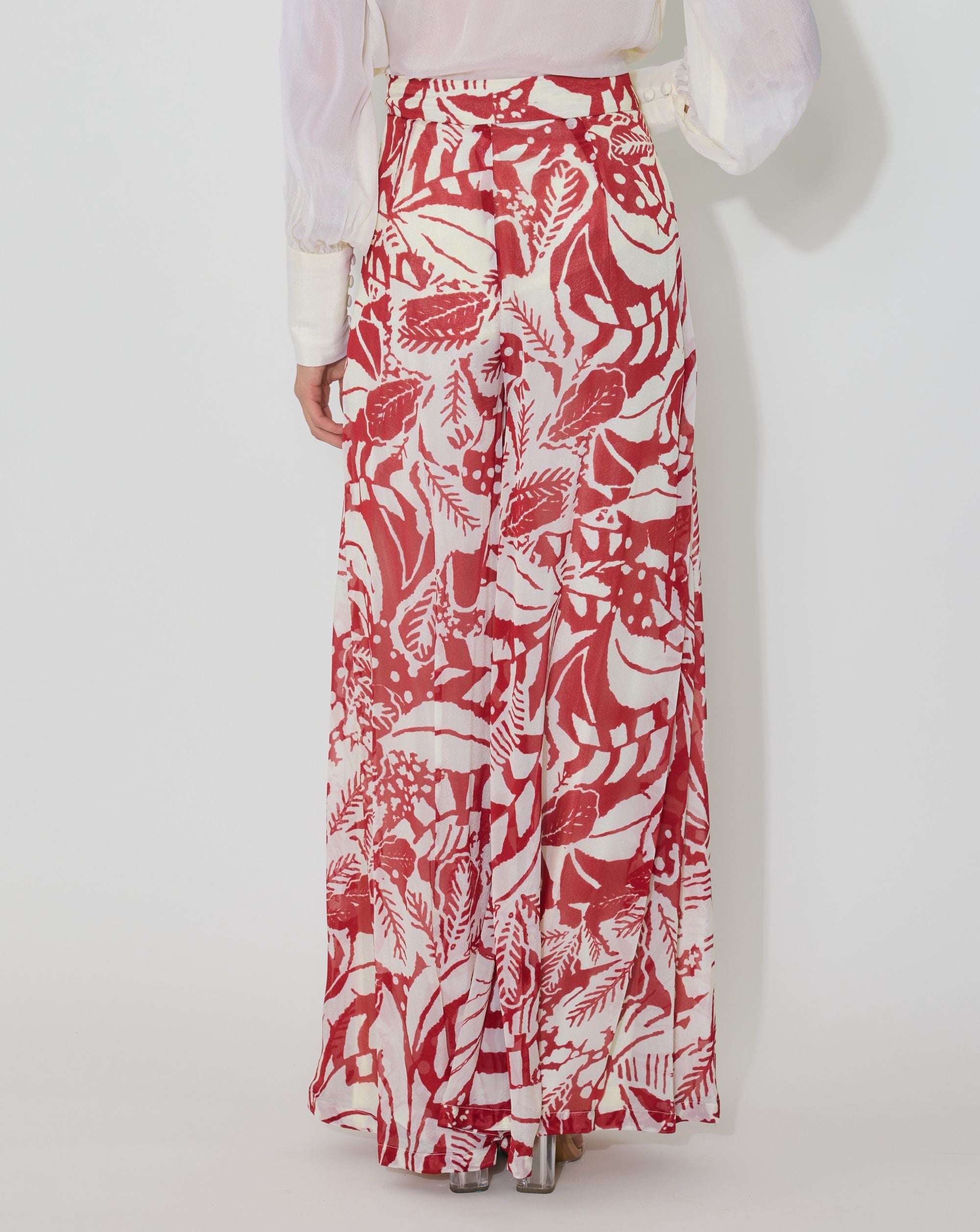 OFF WHITE AND RED FLARED PANTS