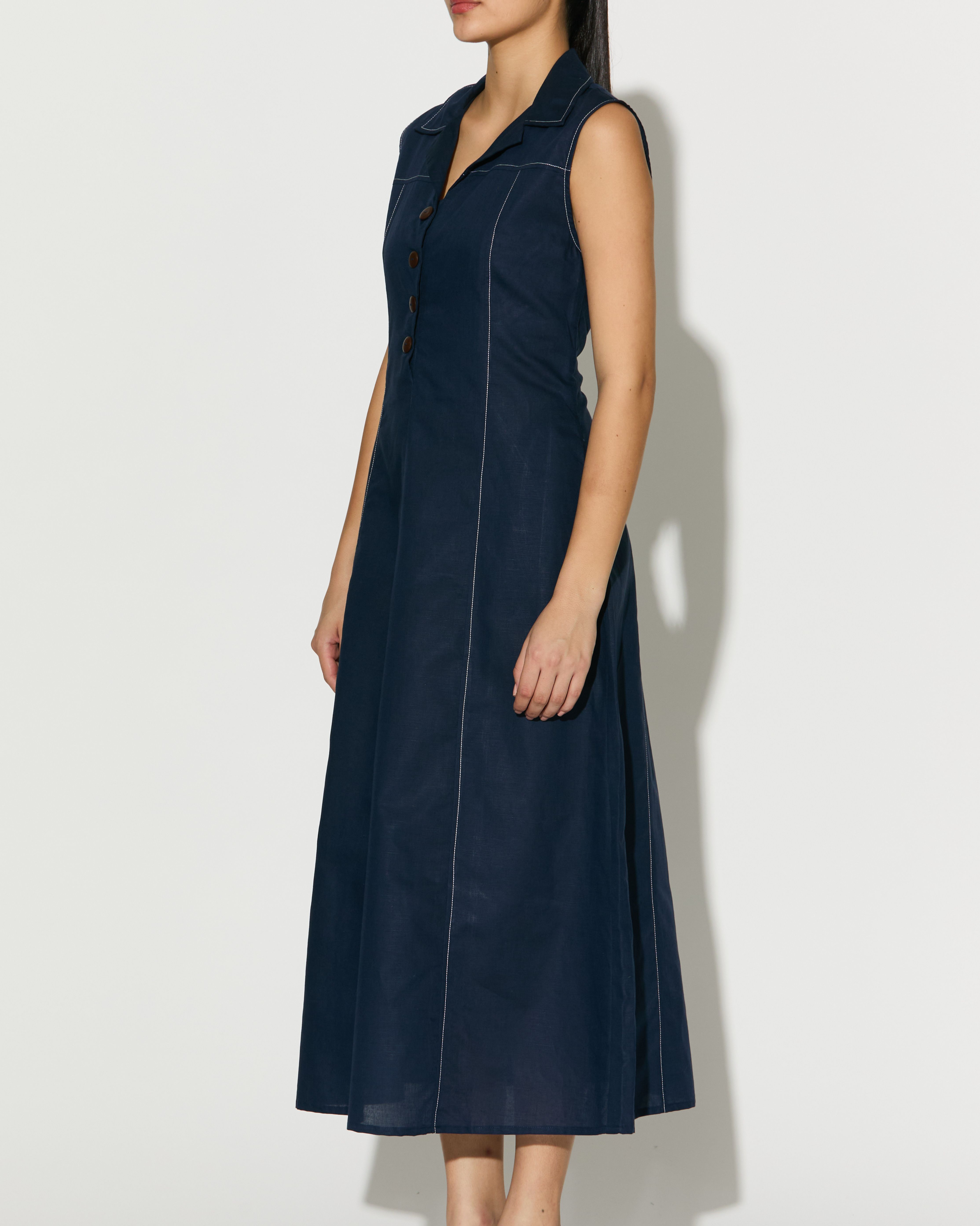 DARK BLUE SLEEVELESS LONG DRESS