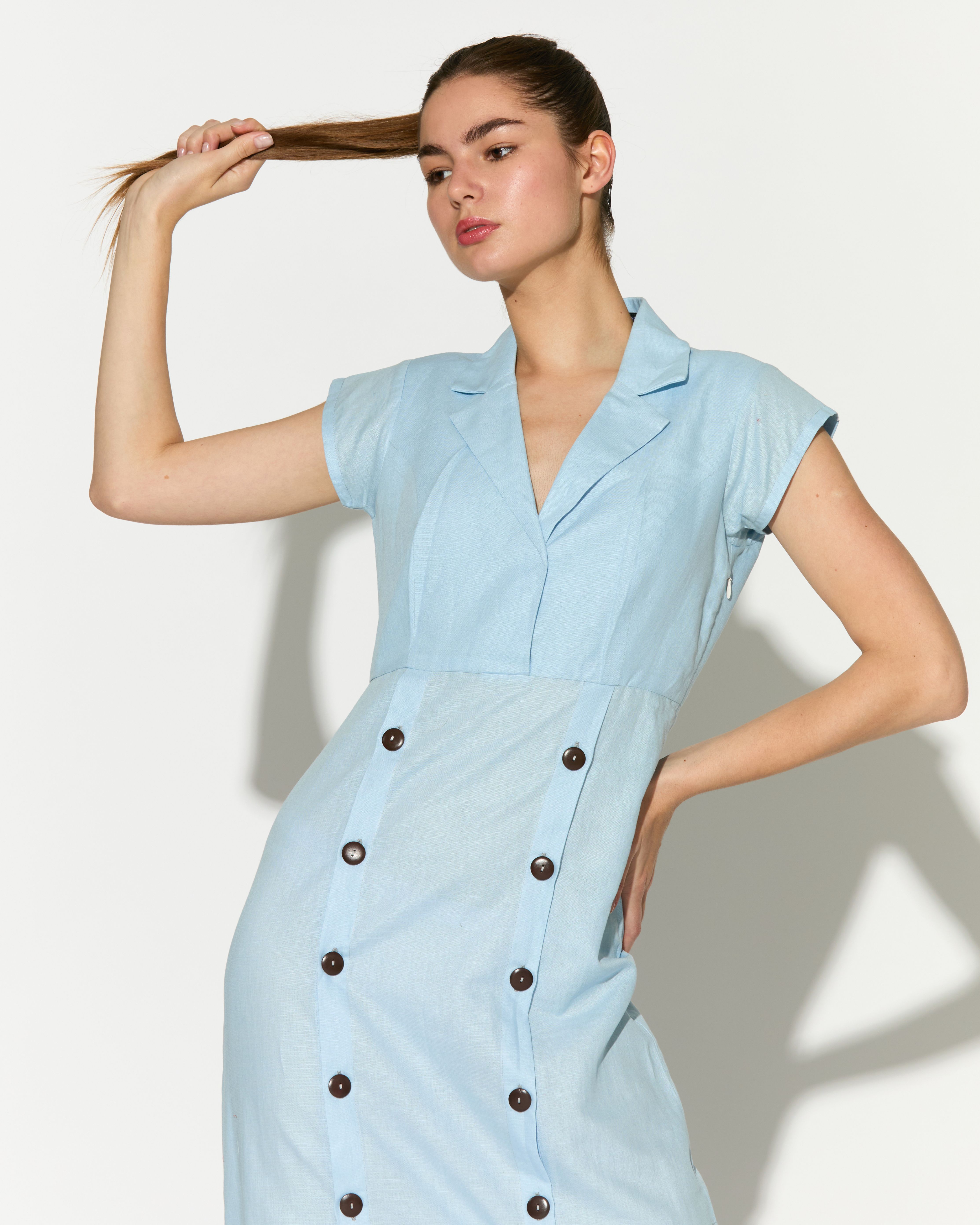 LIGHT BLUE SLEEVELESS LONG DRESS