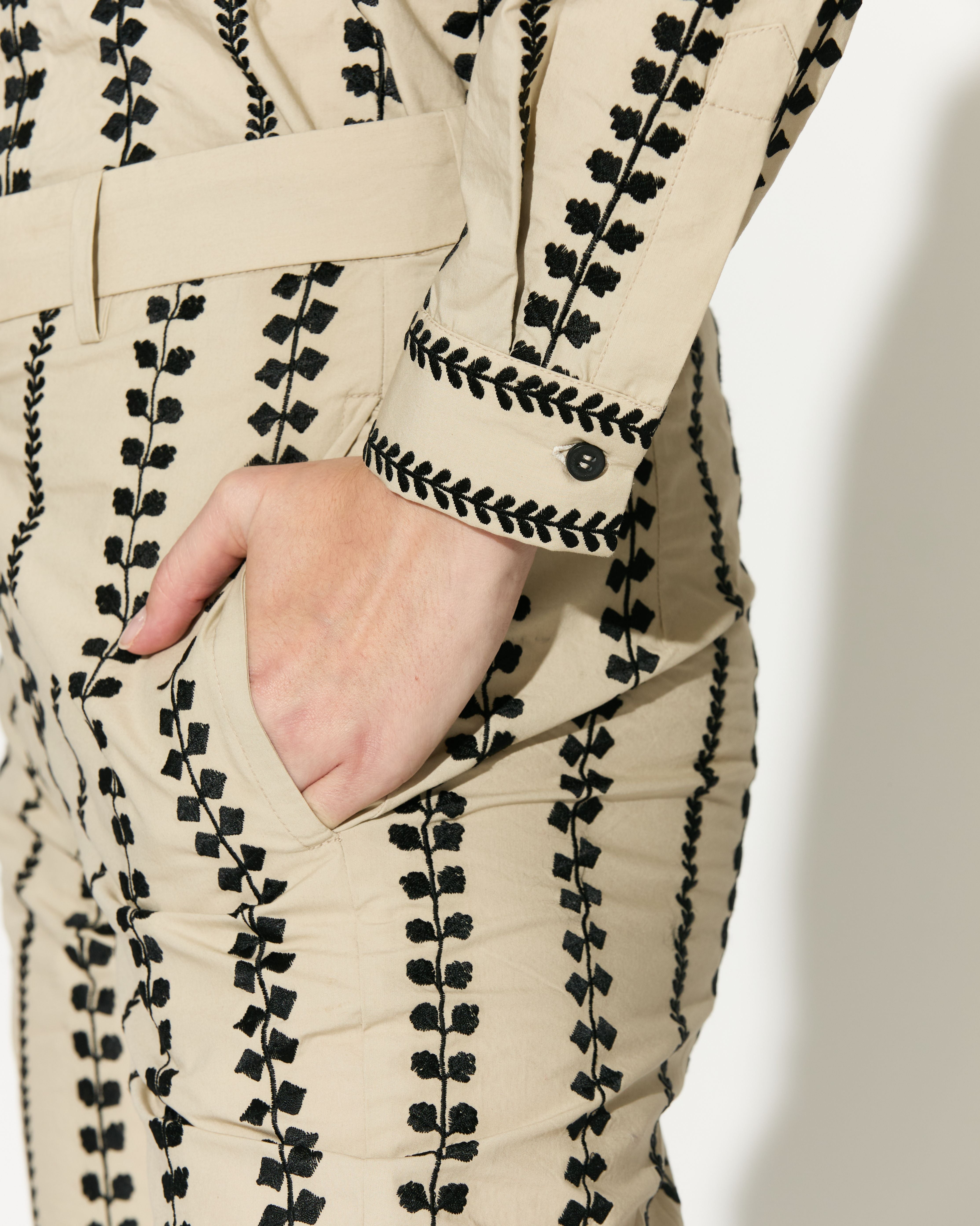 BEIGE EMBROIDERED PANTS