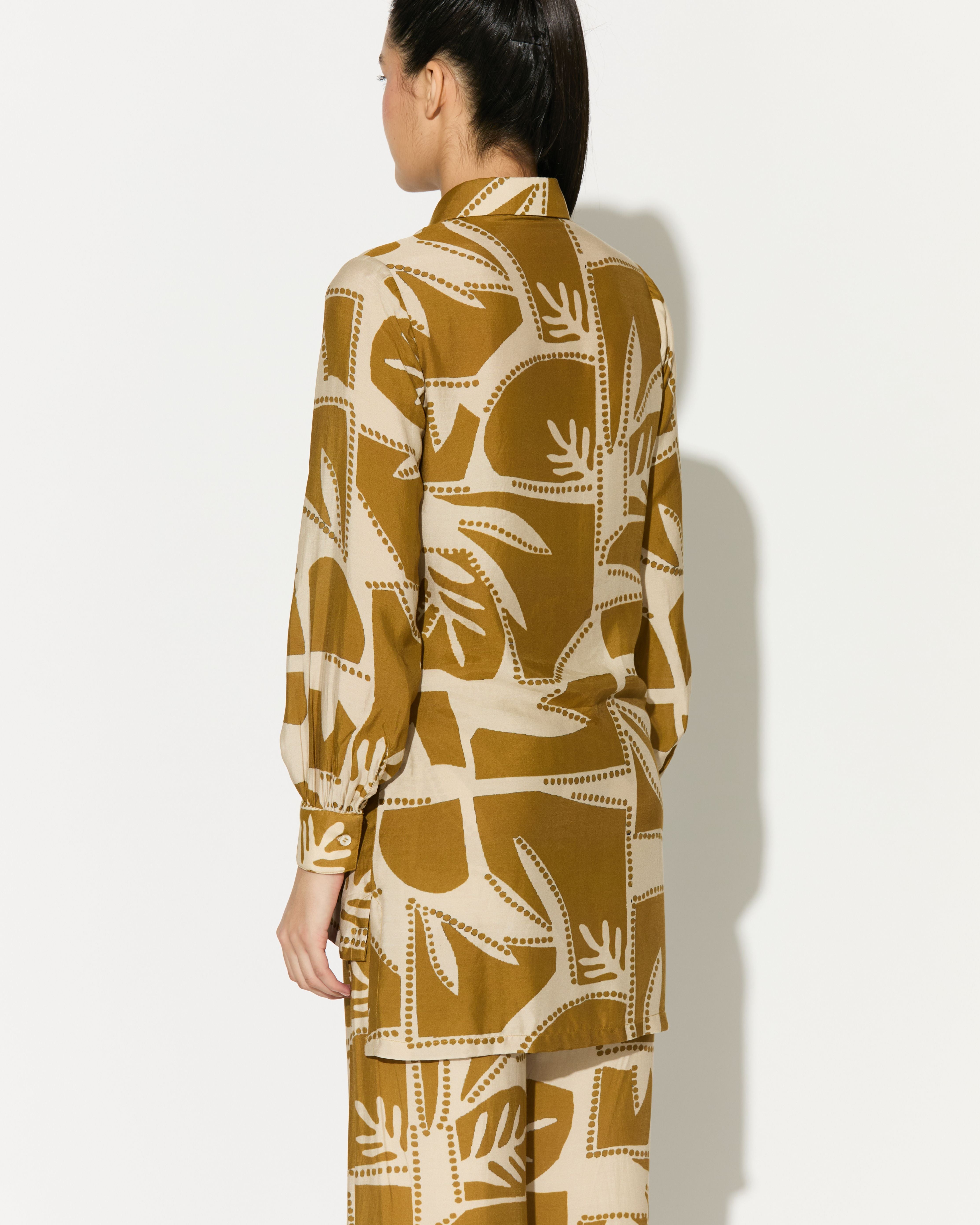 MUSTARD AND OFFWHITE PATTERNED SHIRT