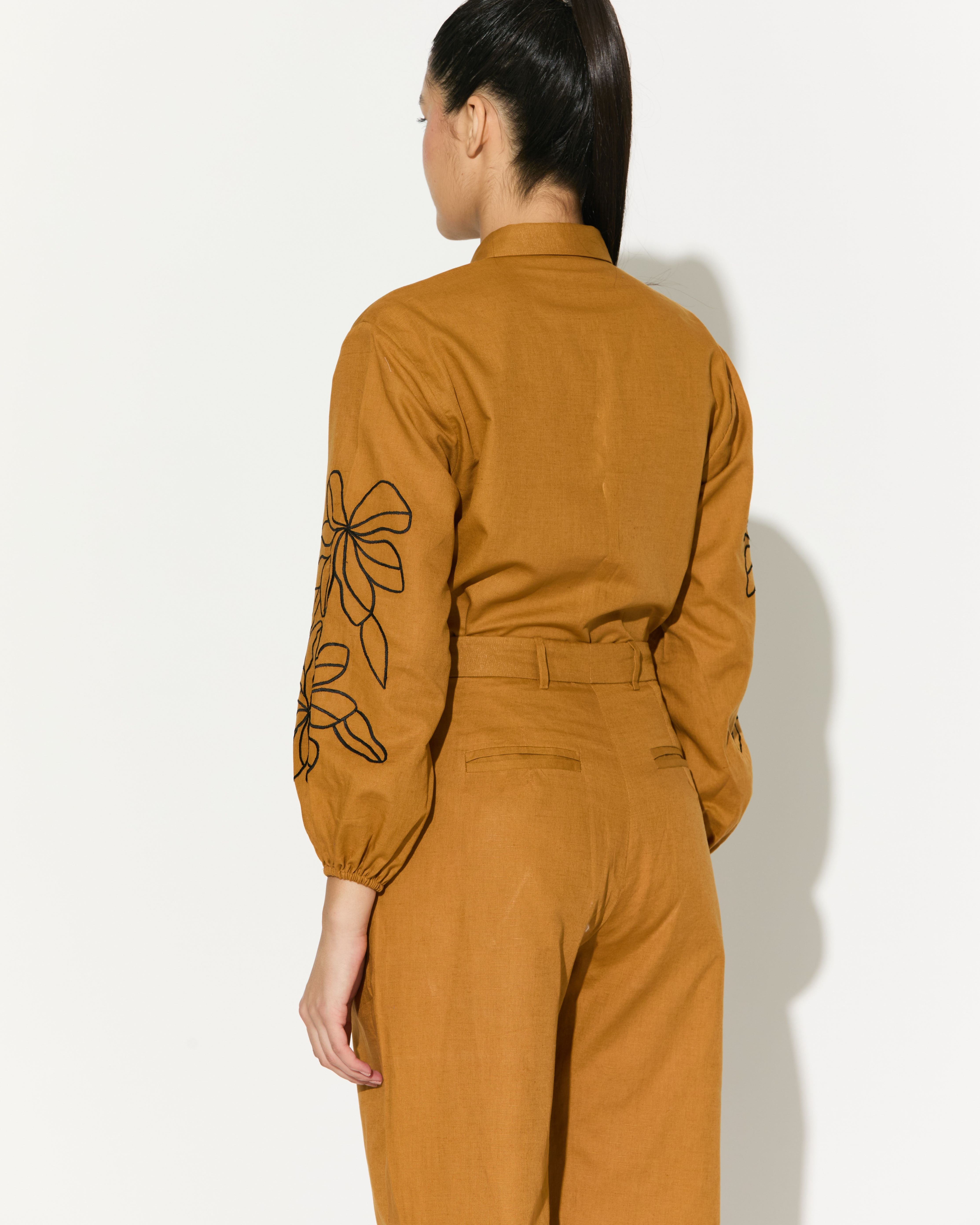 DARK MUSTARD EMBROIDERED SHIRT