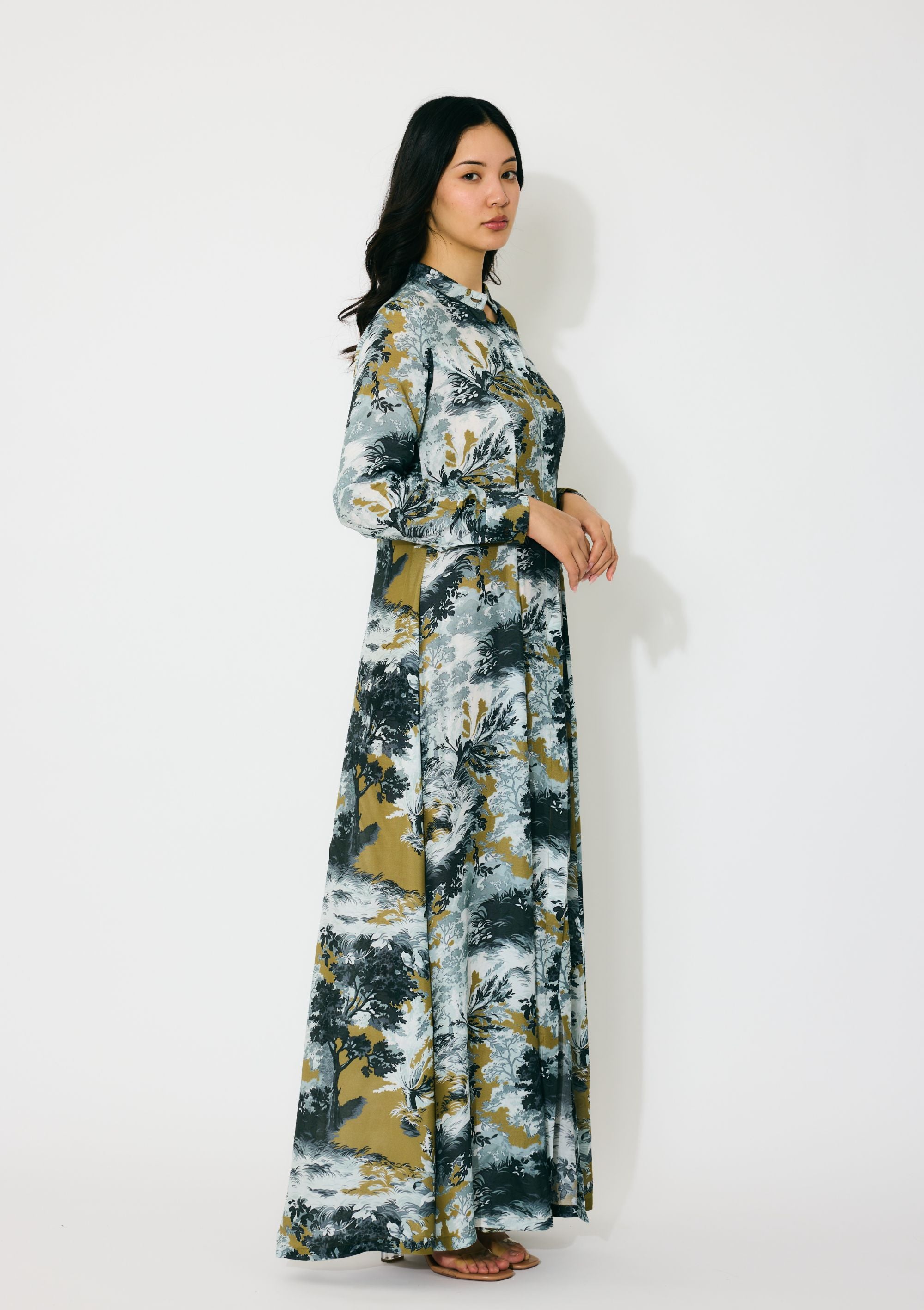 GOLD, GREY AND BLACK TOILE SHIRT DRESS