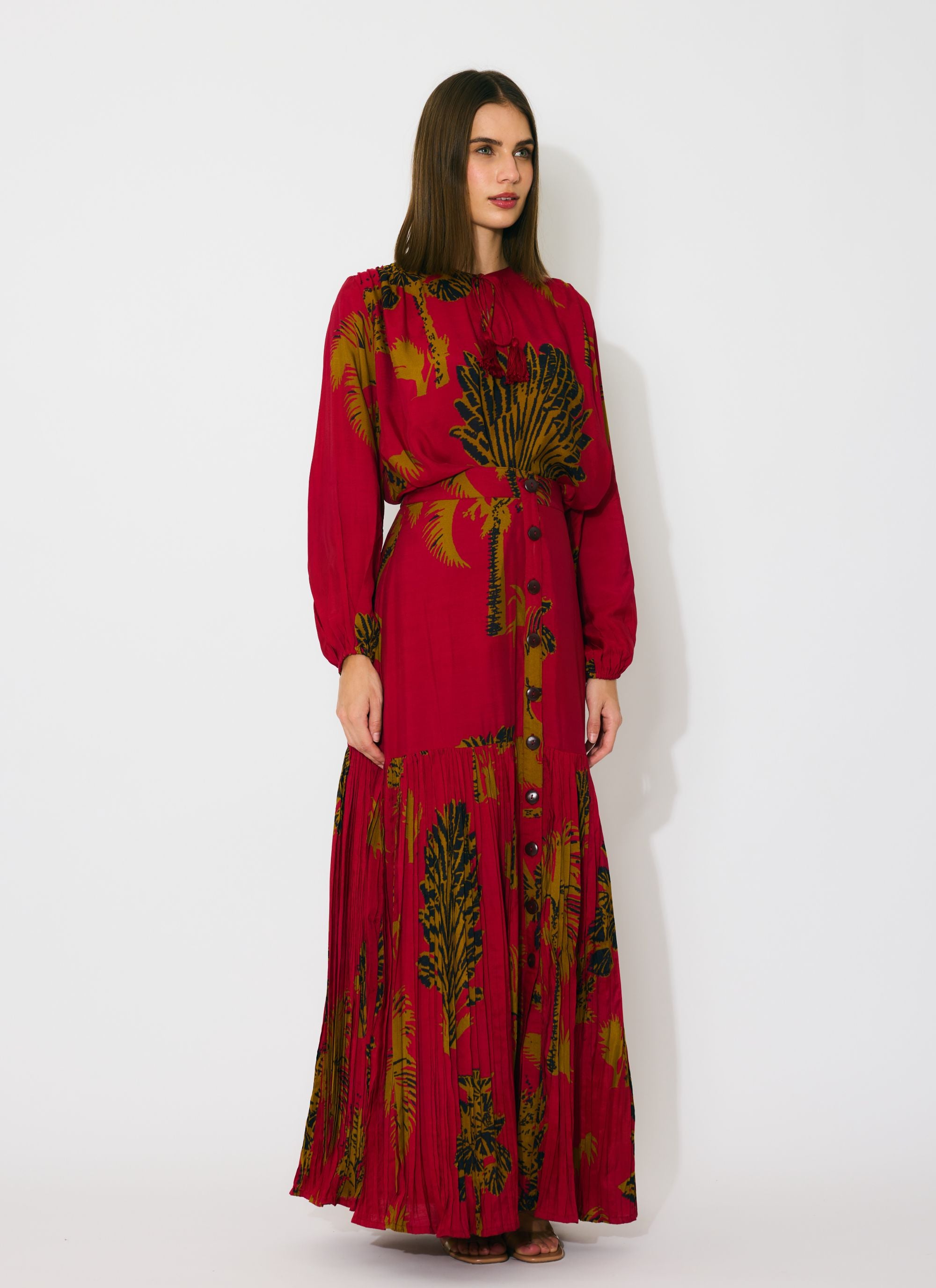 RED, MUSTARD AND BLACK FLORAL SKIRT