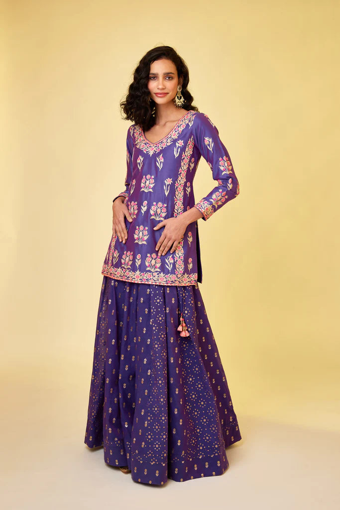 Purple Pink Sharara Set
