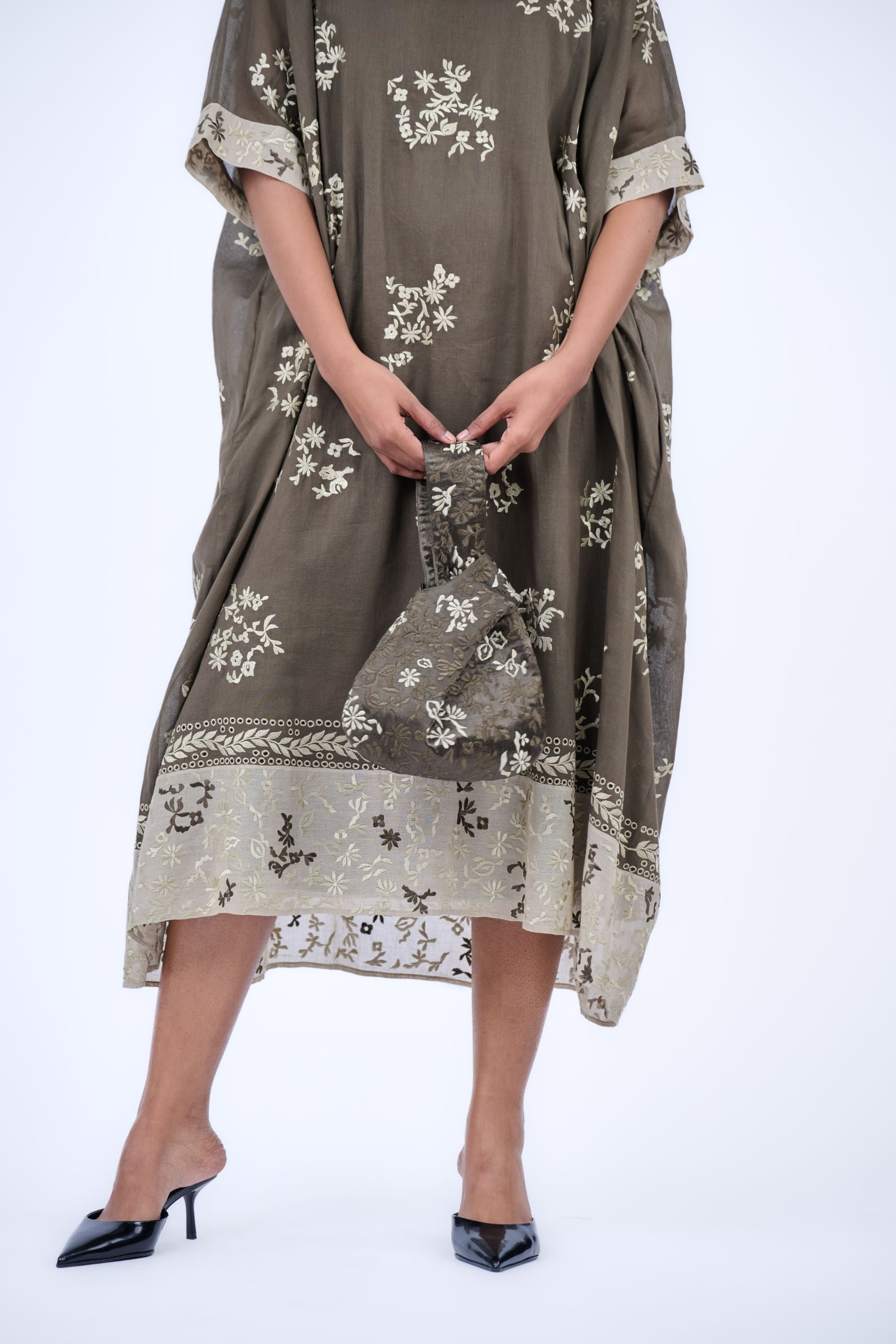 Khaki Nat Handloom Cotton Kaftan