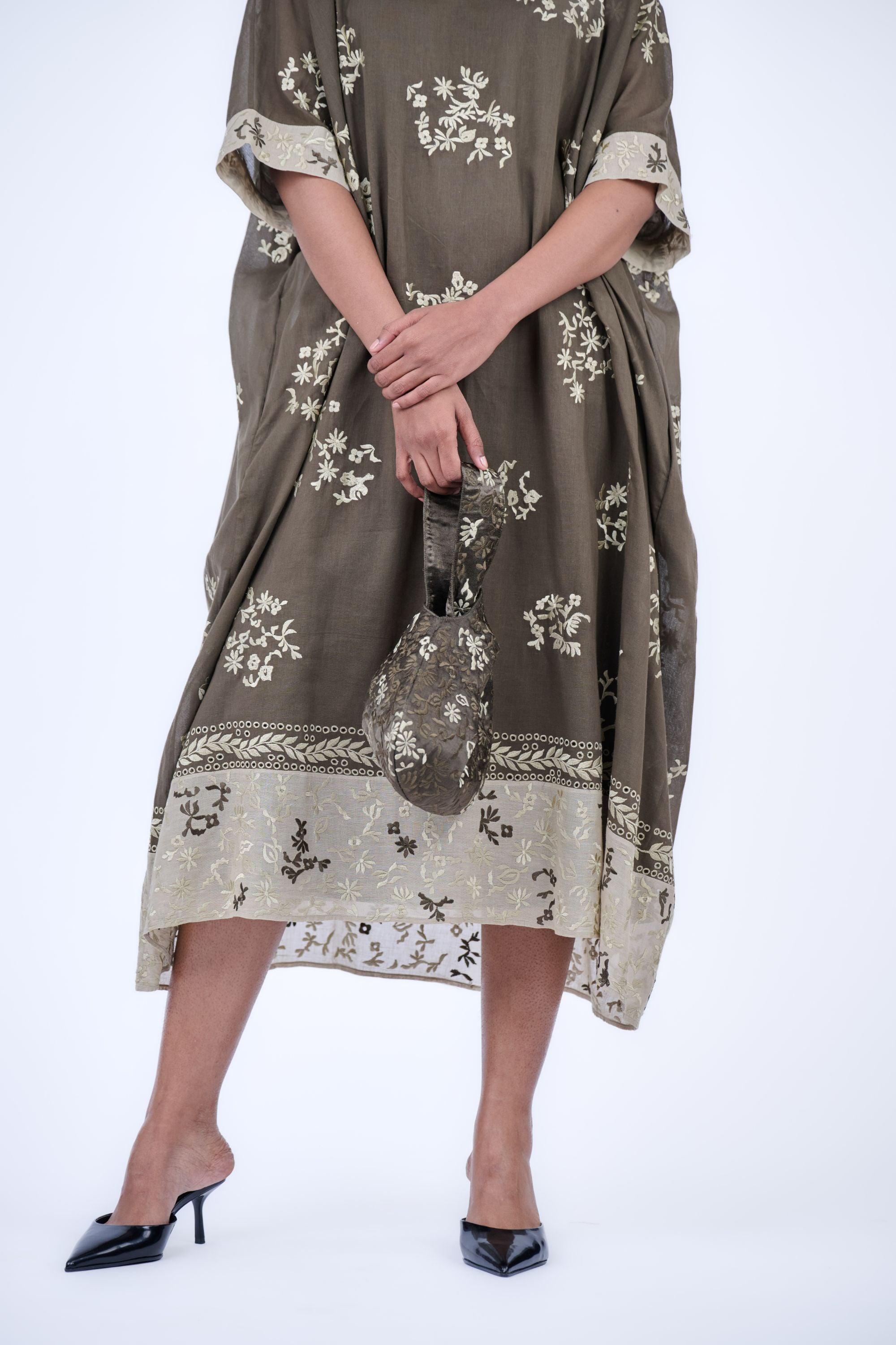 Khaki Nat Handloom Cotton Kaftan
