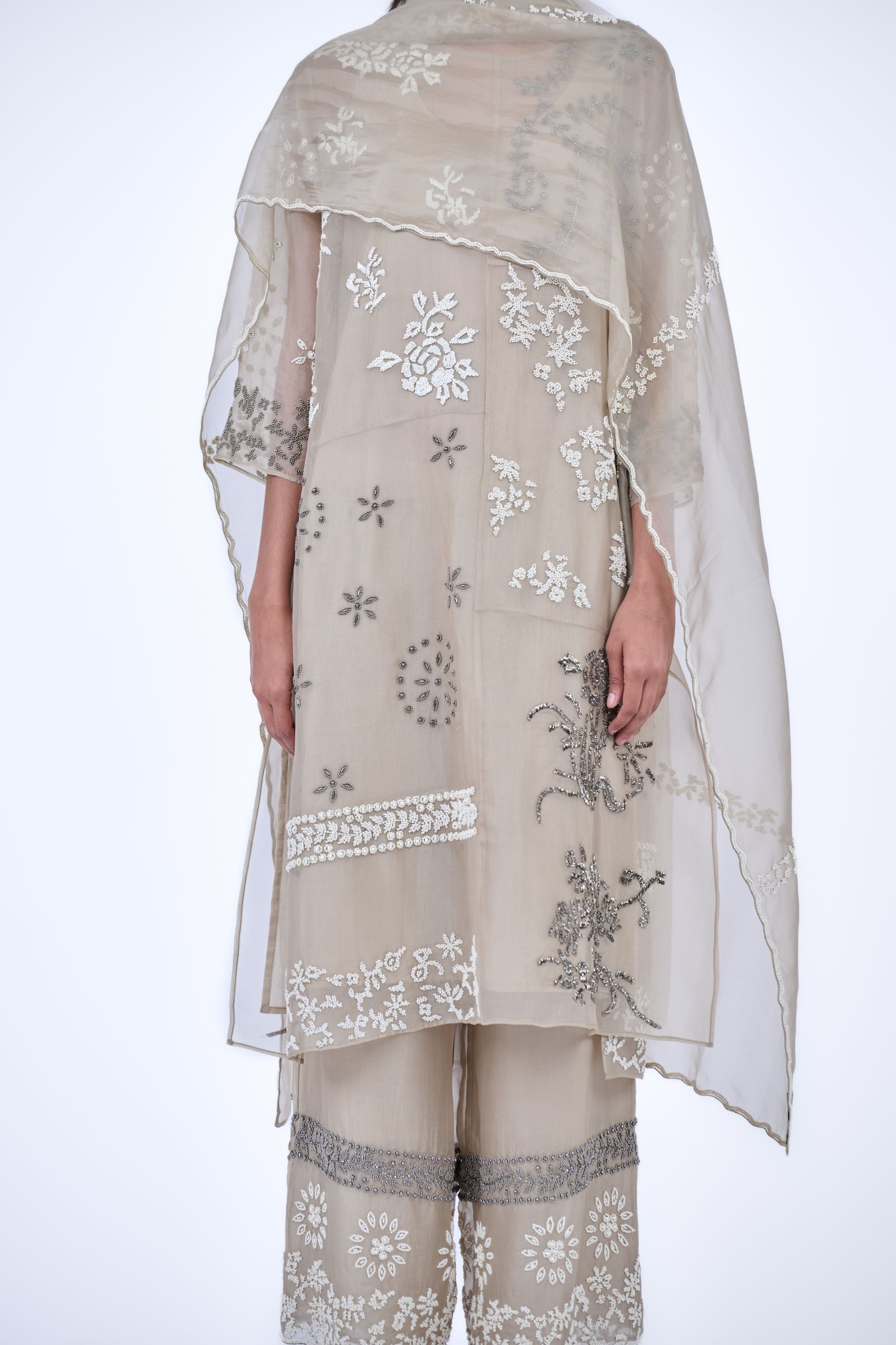 Natural Ec Silk Organza Dupatta