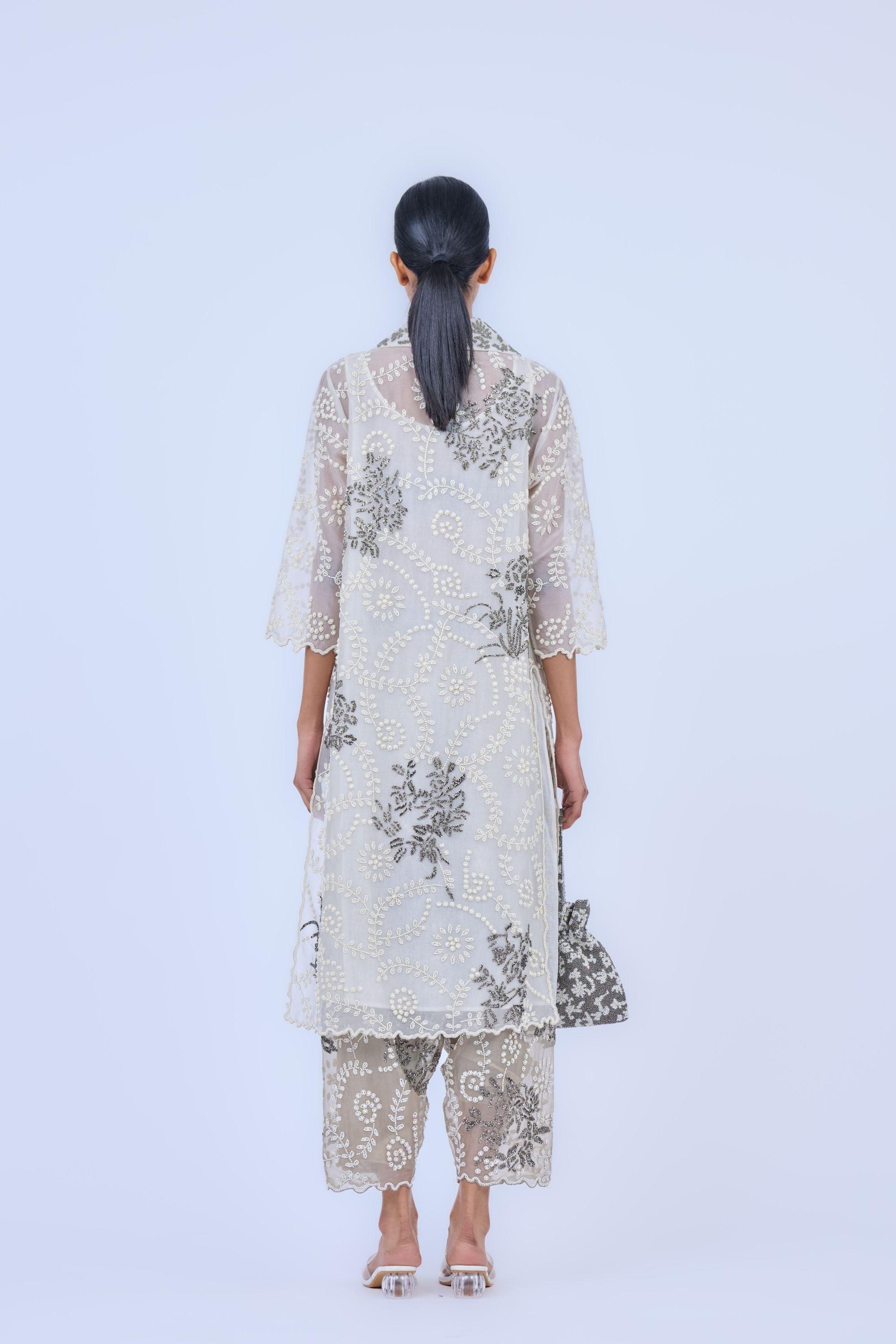 Ecru Ec Slv Silk Organza Shirt