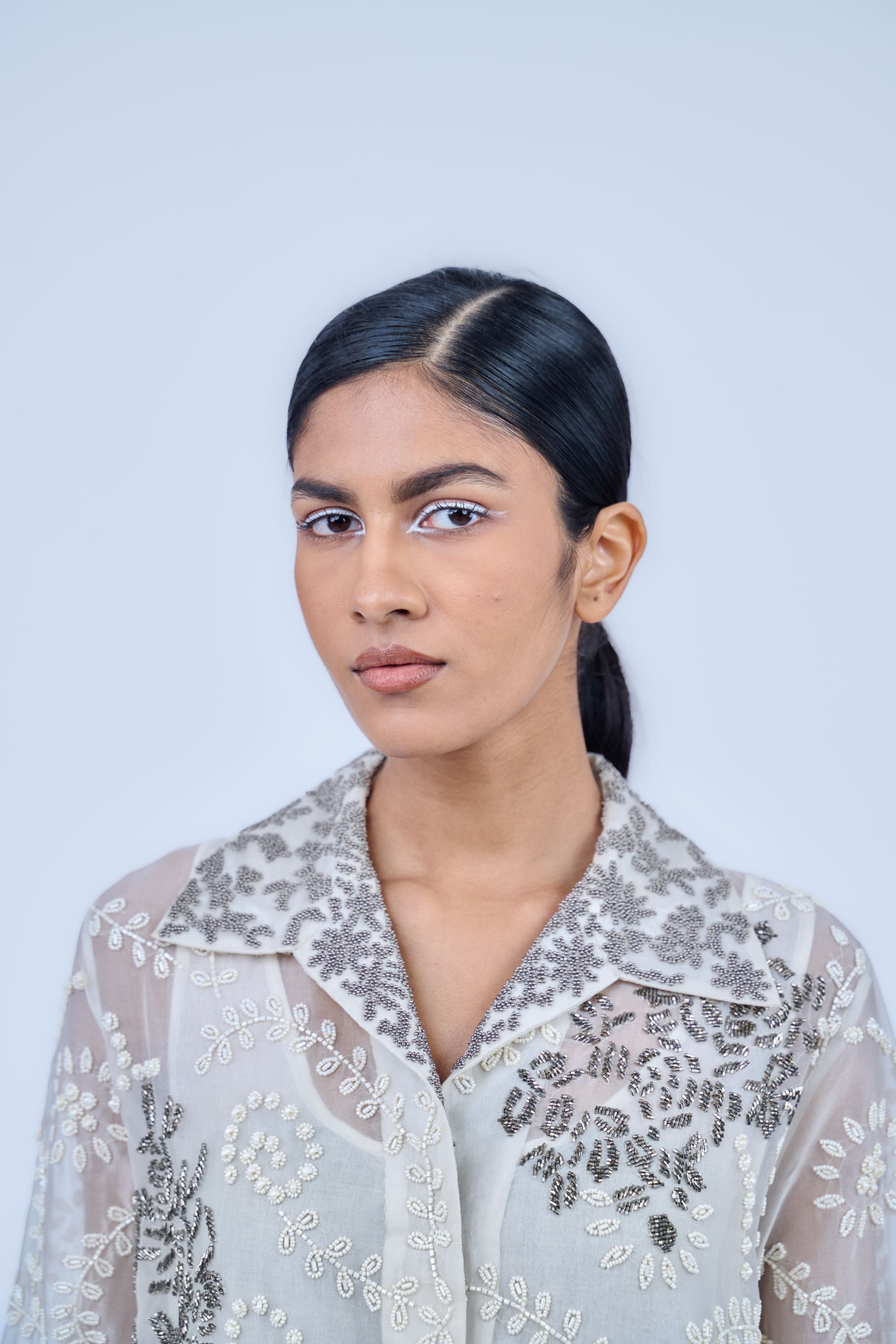 Ecru Ec Slv Silk Organza Shirt