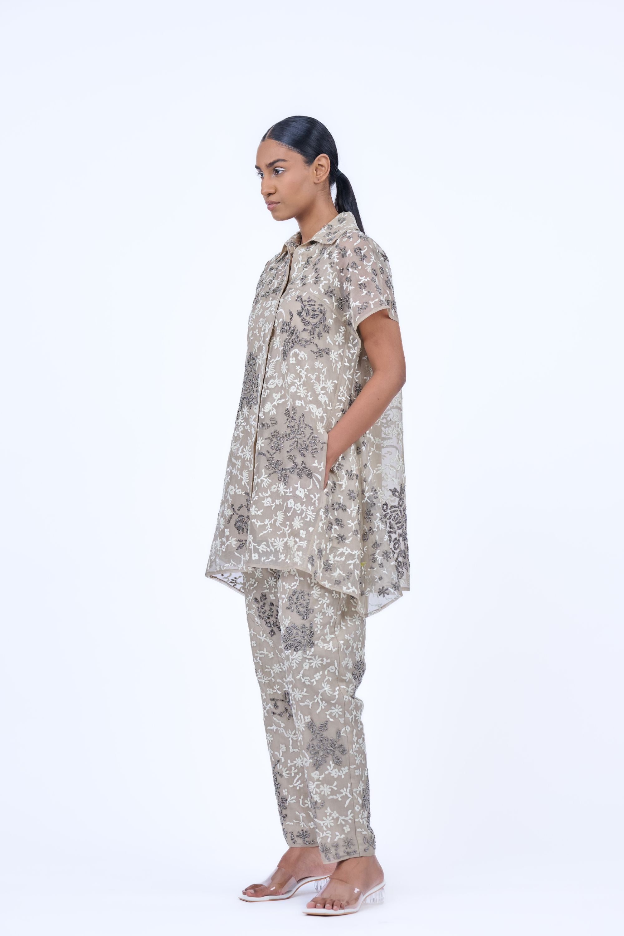 Natural Ec Slv Silk Organza Pant