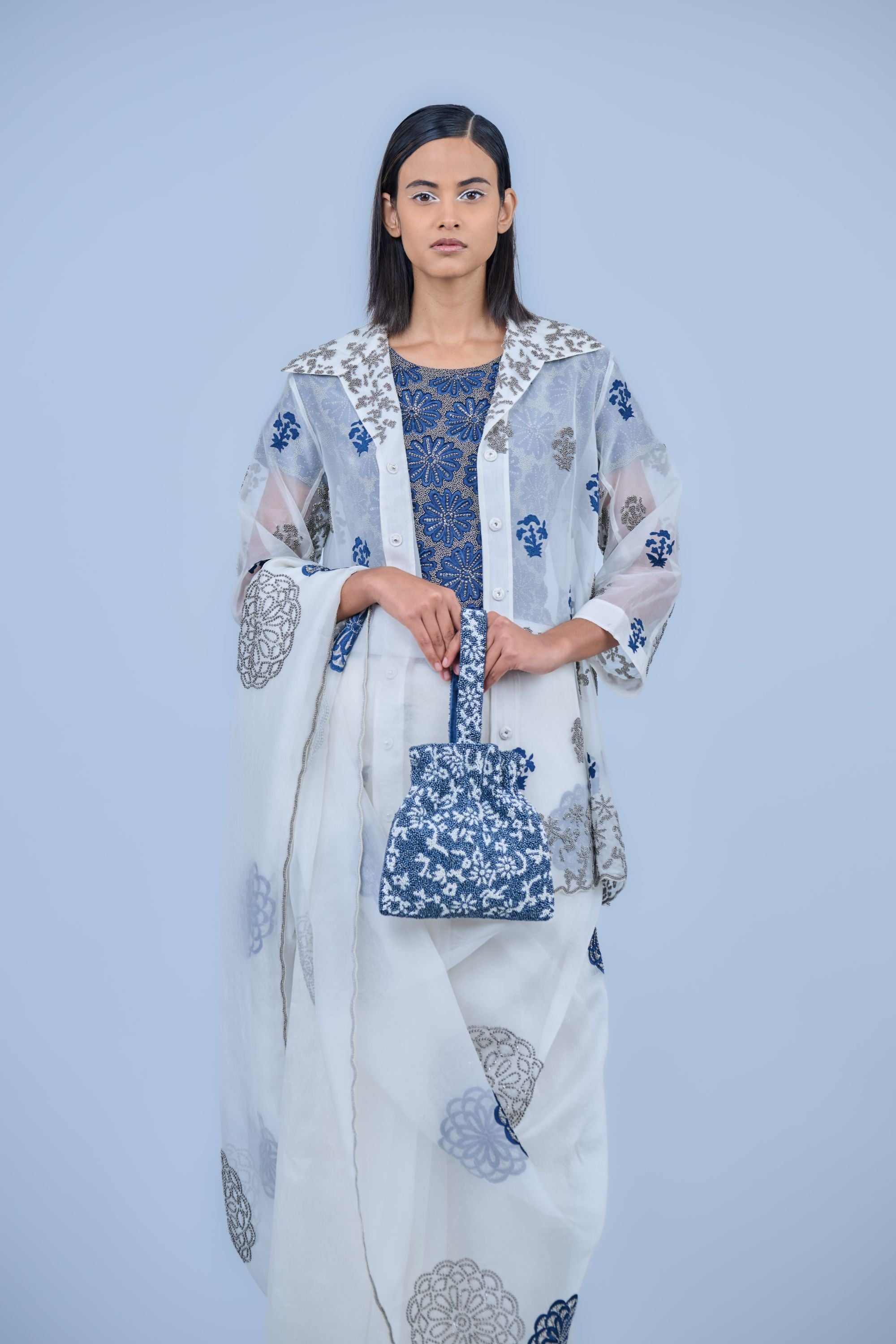 Space Spc Slv Handloom Cotton Blouse