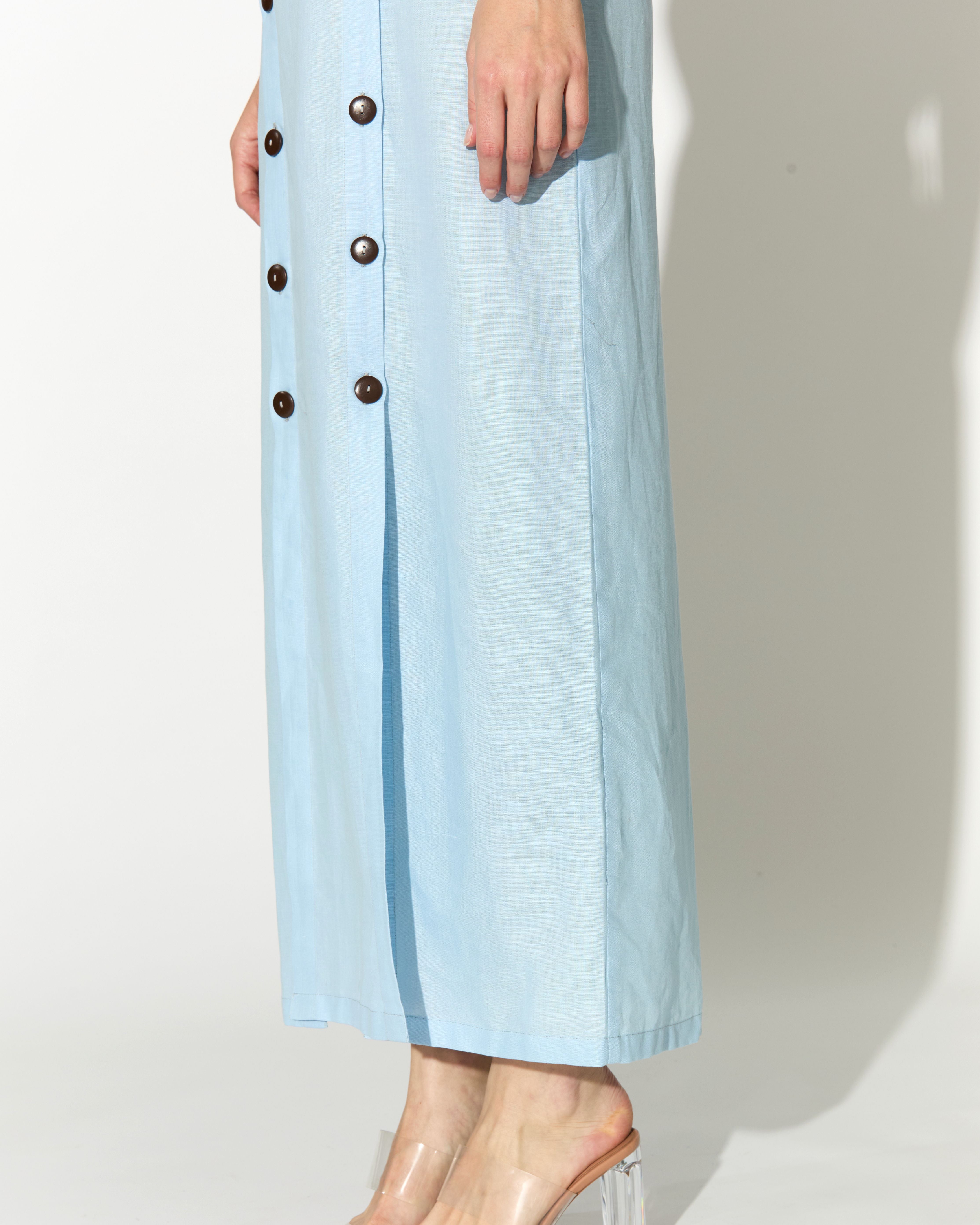 LIGHT BLUE SLEEVELESS LONG DRESS