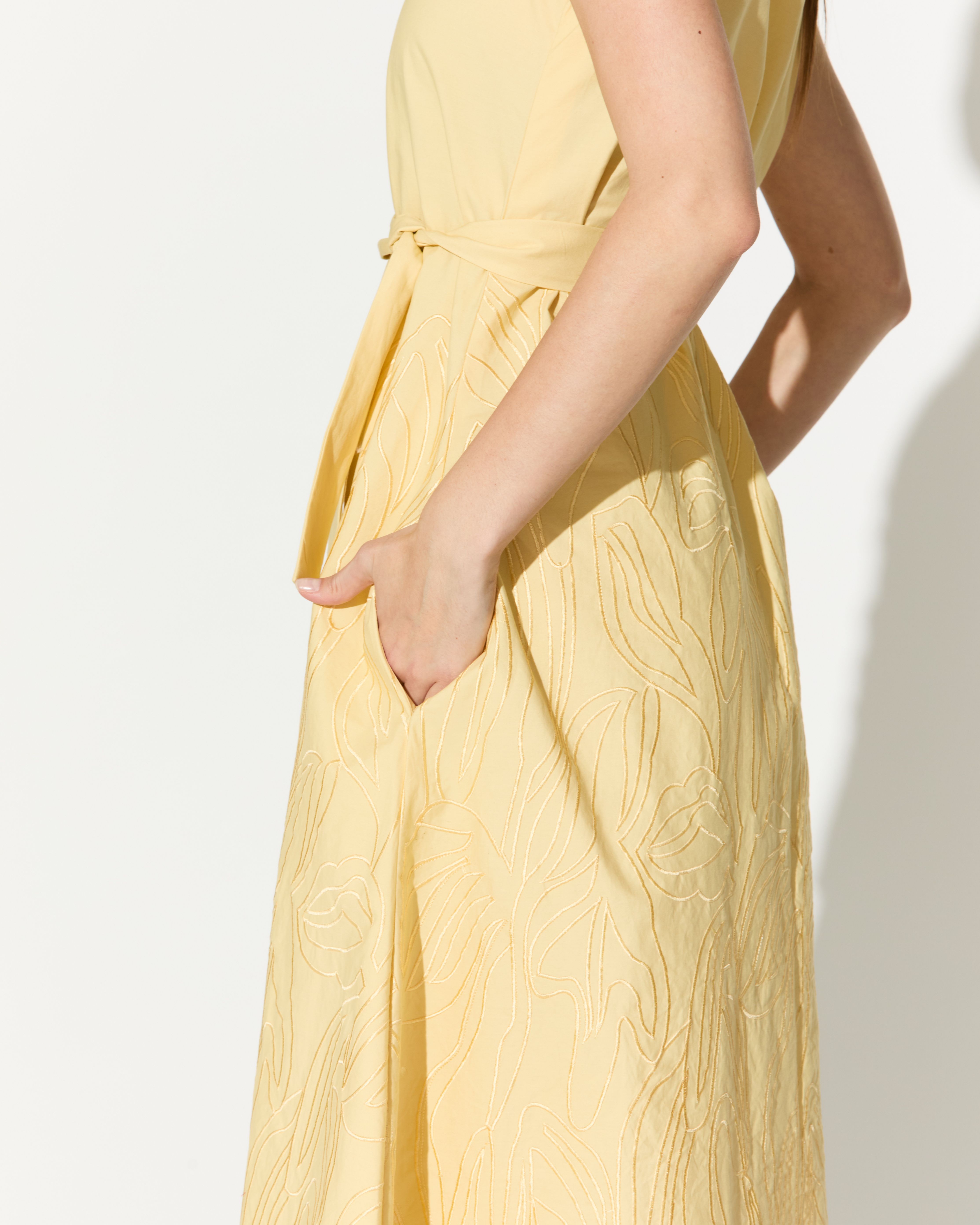LEMON YELLOW EMBROIDERED DRESS