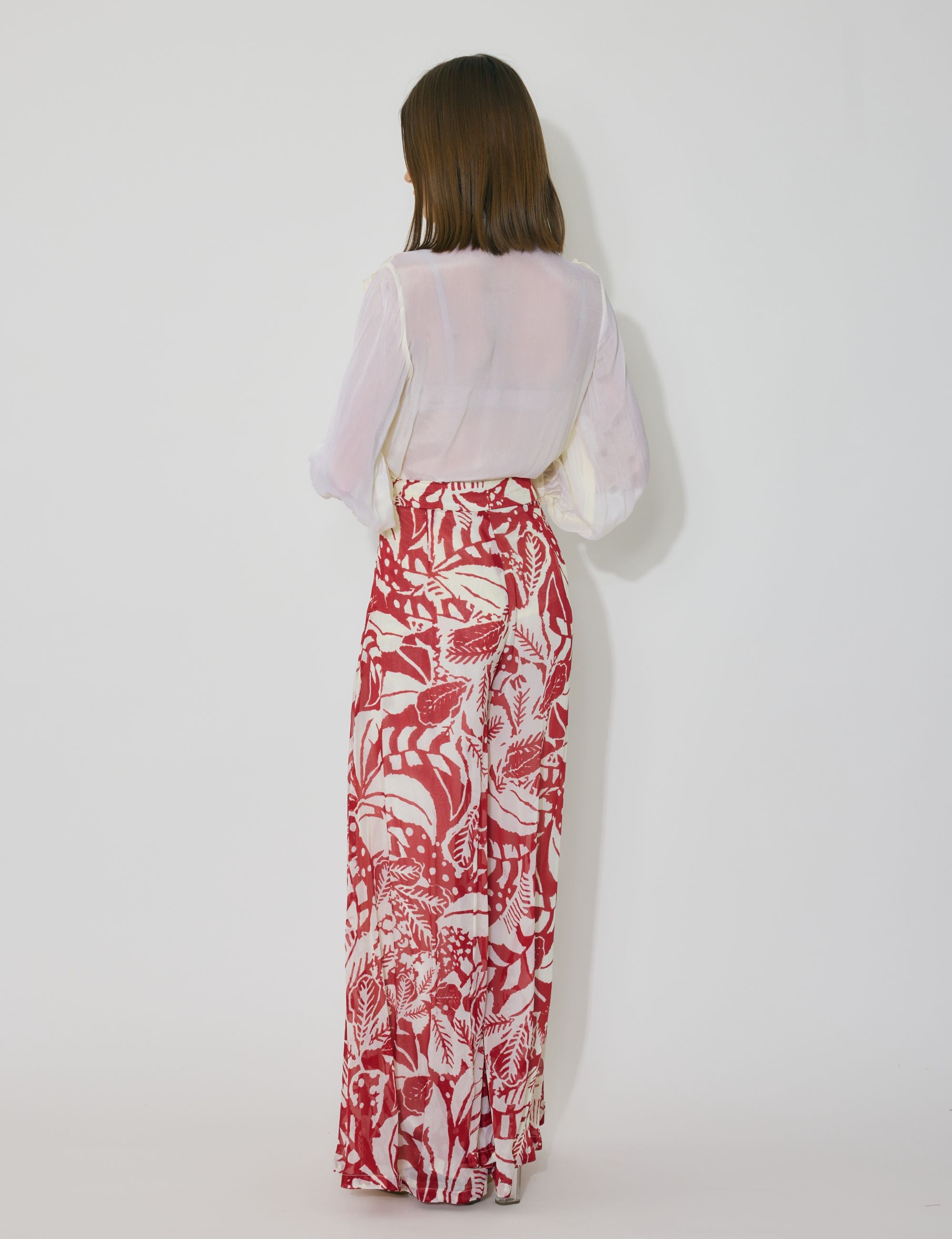 OFF WHITE AND RED FLARED PANTS