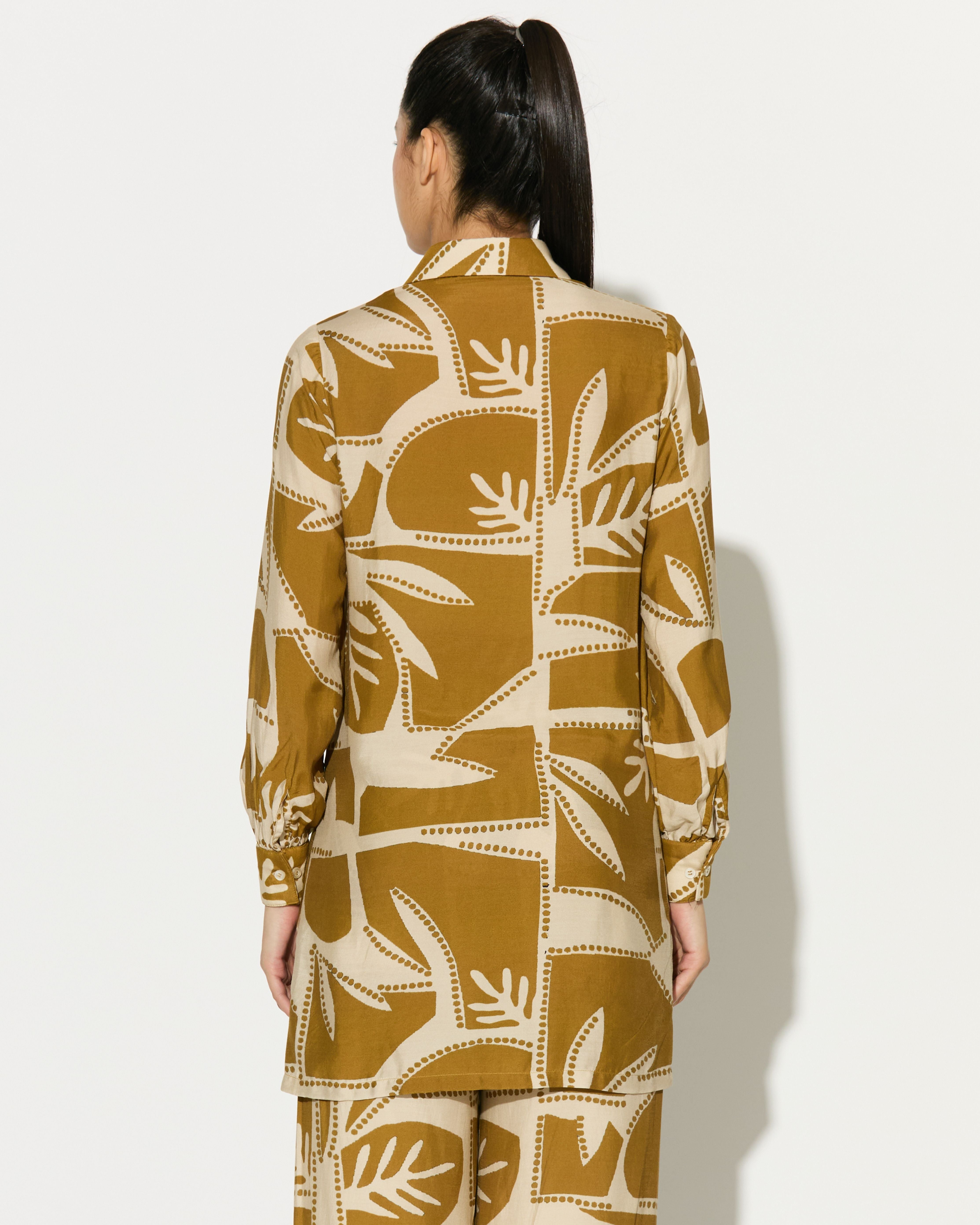 MUSTARD AND OFFWHITE PATTERNED SHIRT