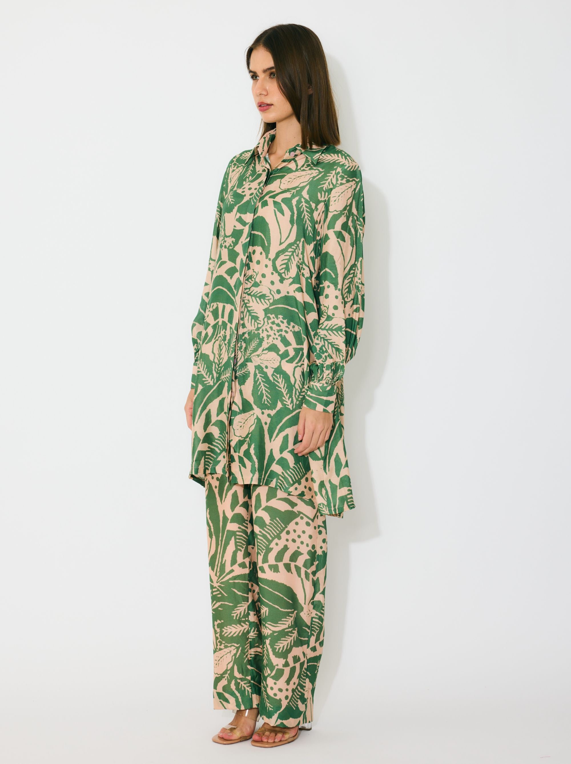 PEACH AND GREEN SHIRT