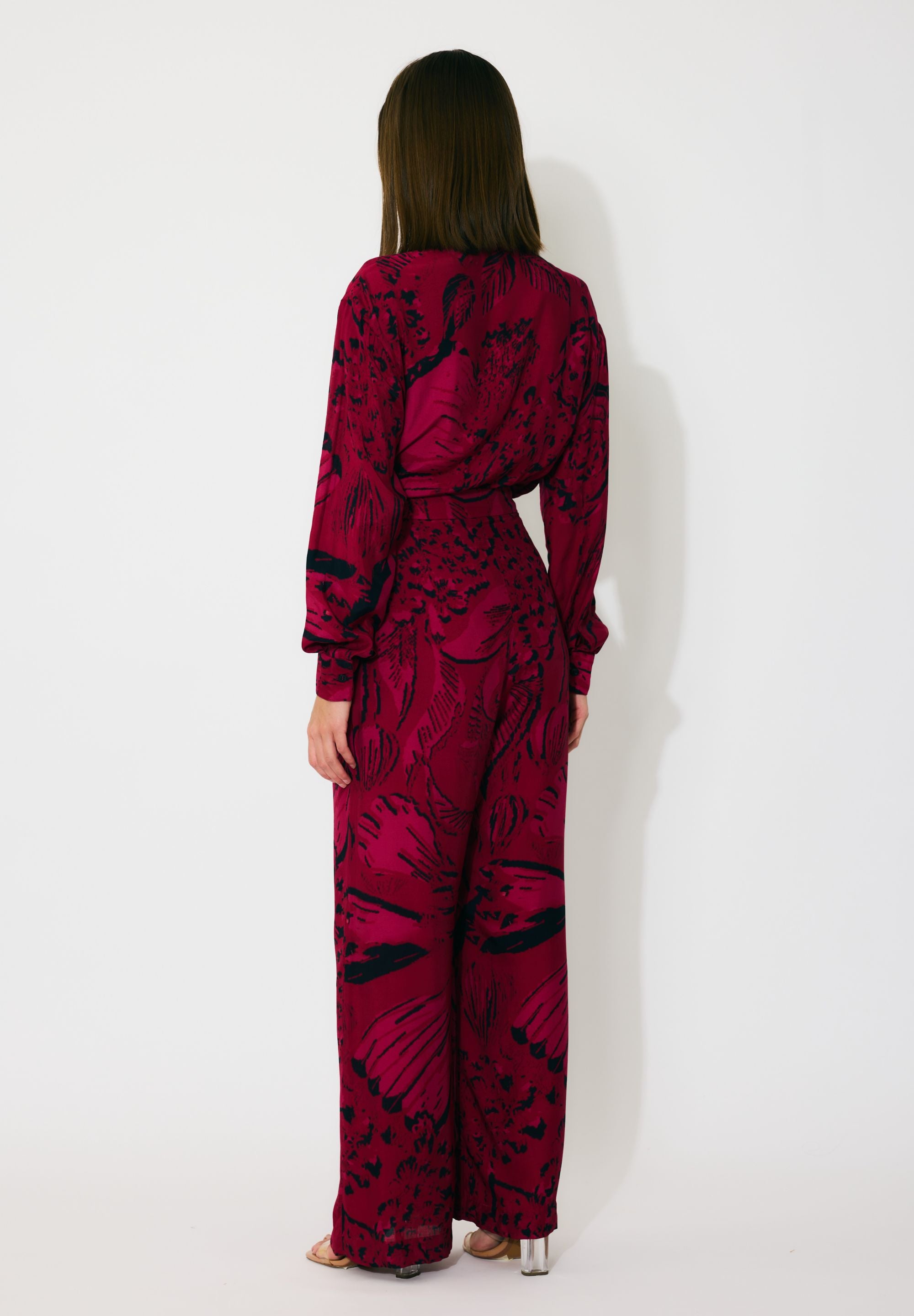 HOT PINK AND BLACK FLORAL BOW PANTS