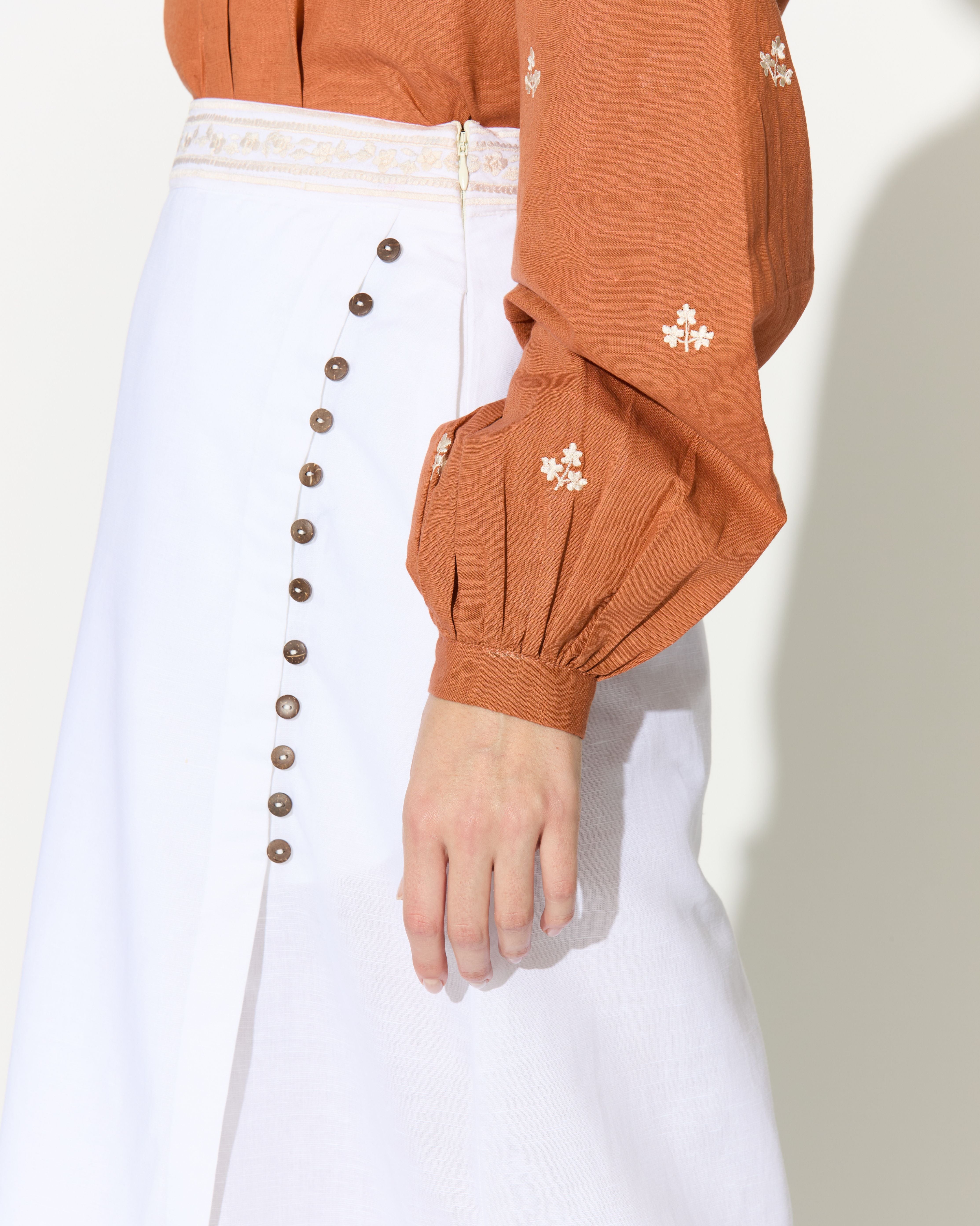 DARK ORANGE EMBROIDERED SHIRT