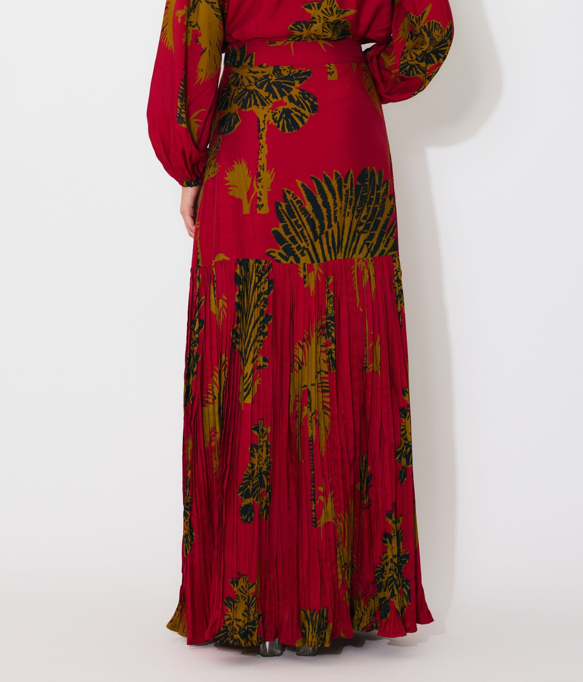 RED, MUSTARD AND BLACK FLORAL SKIRT