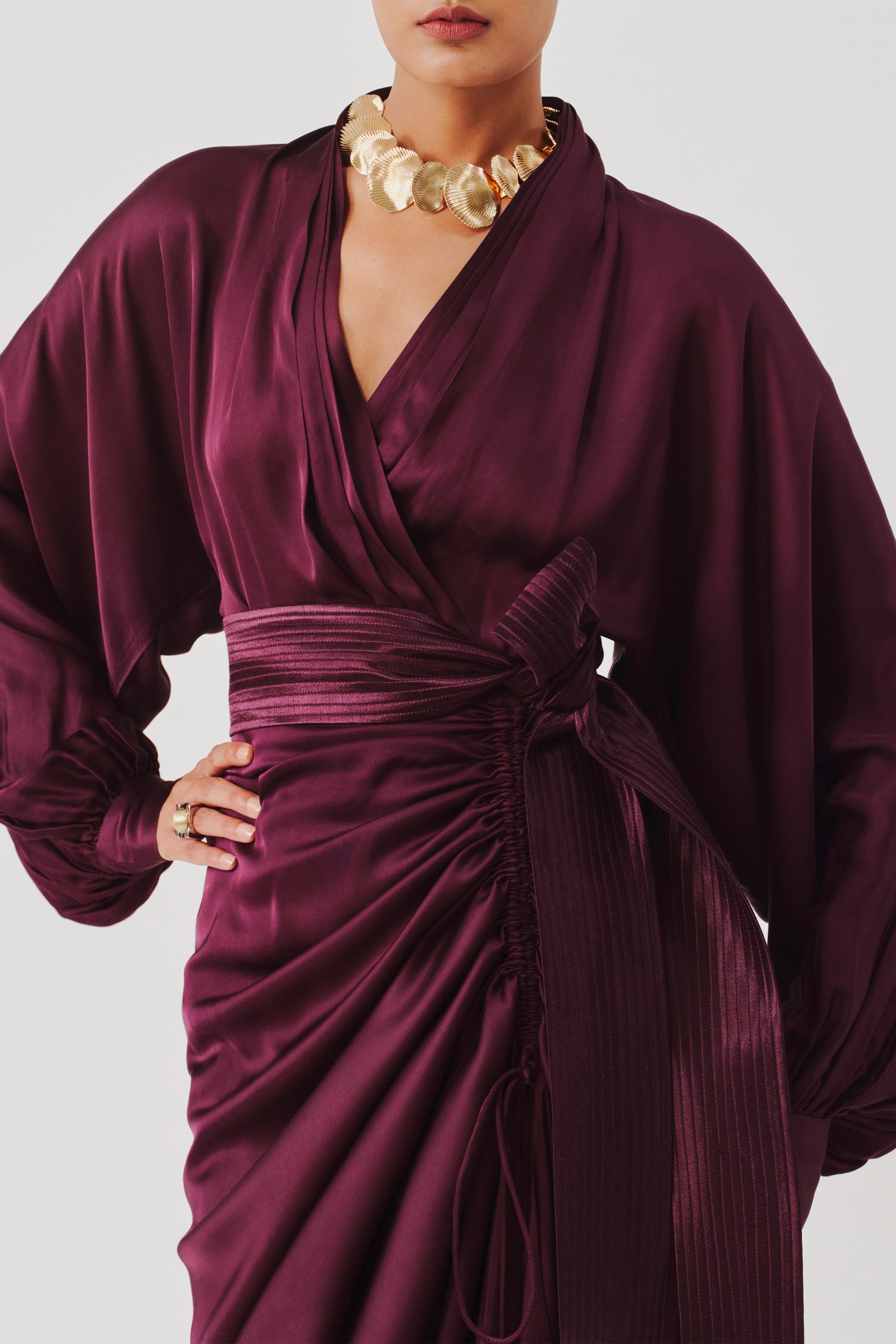 Burgundy Drape Dress