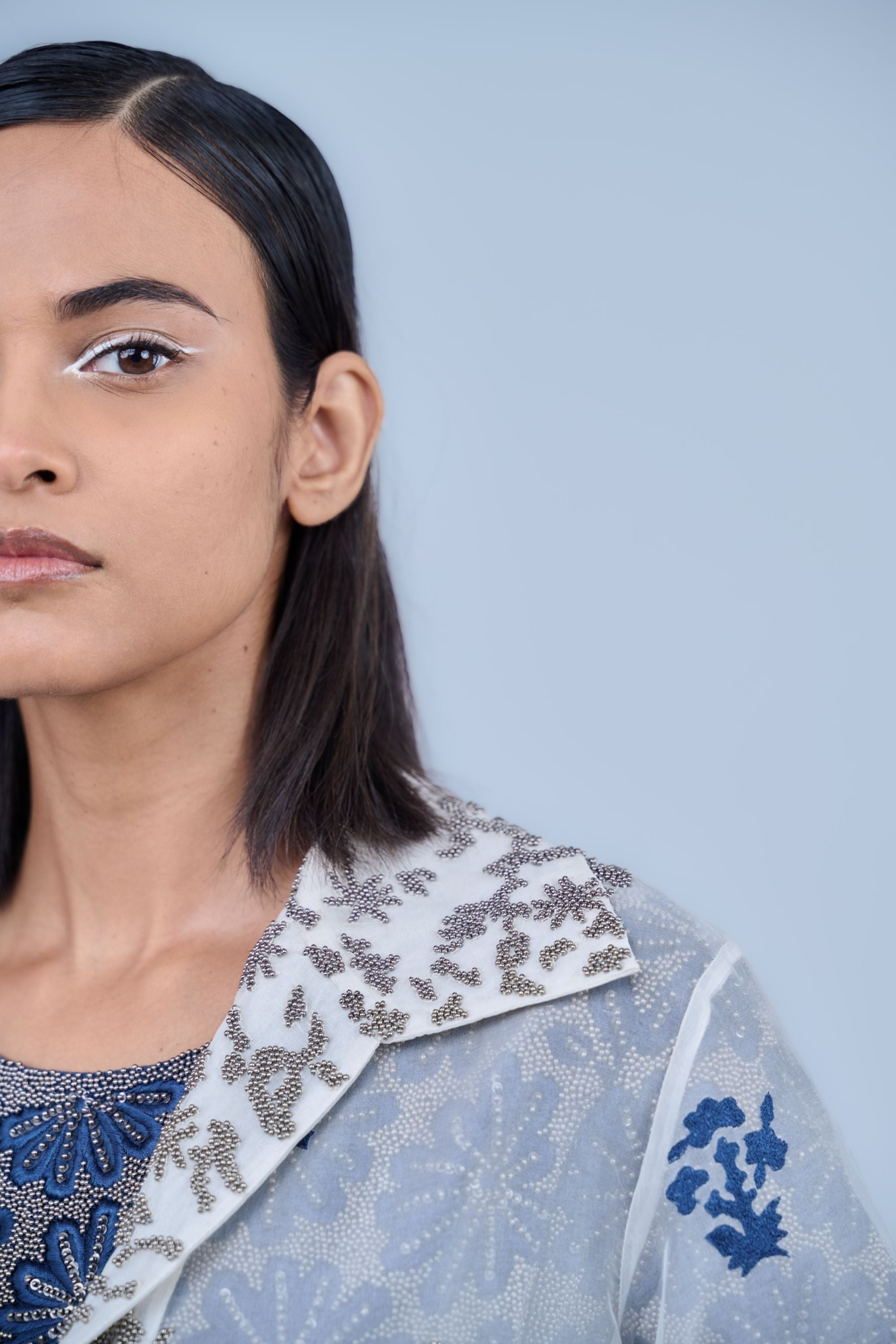 Ecru Spc Slv Silk Organza Jacket