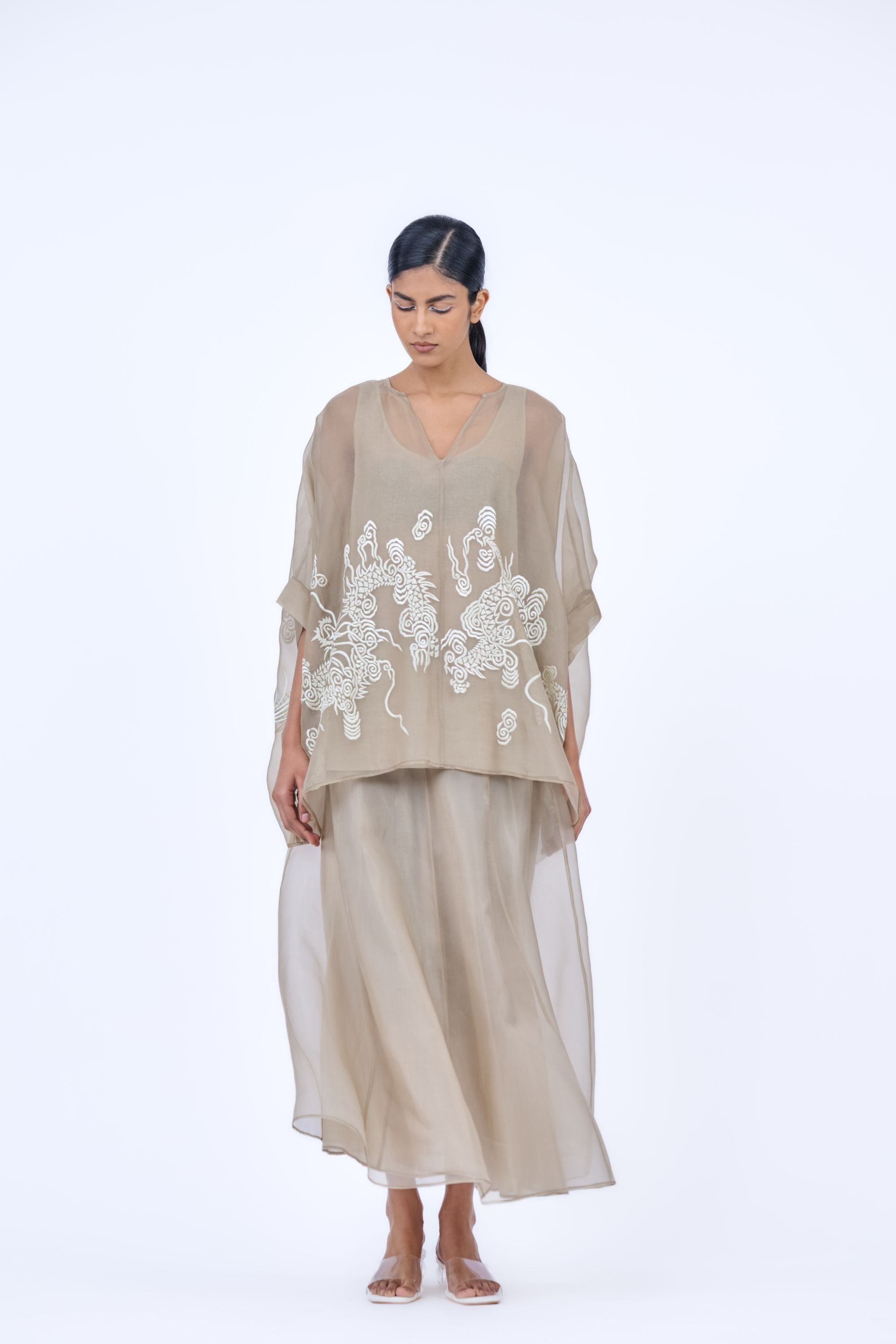 Natural Ec Silk Organza Cape