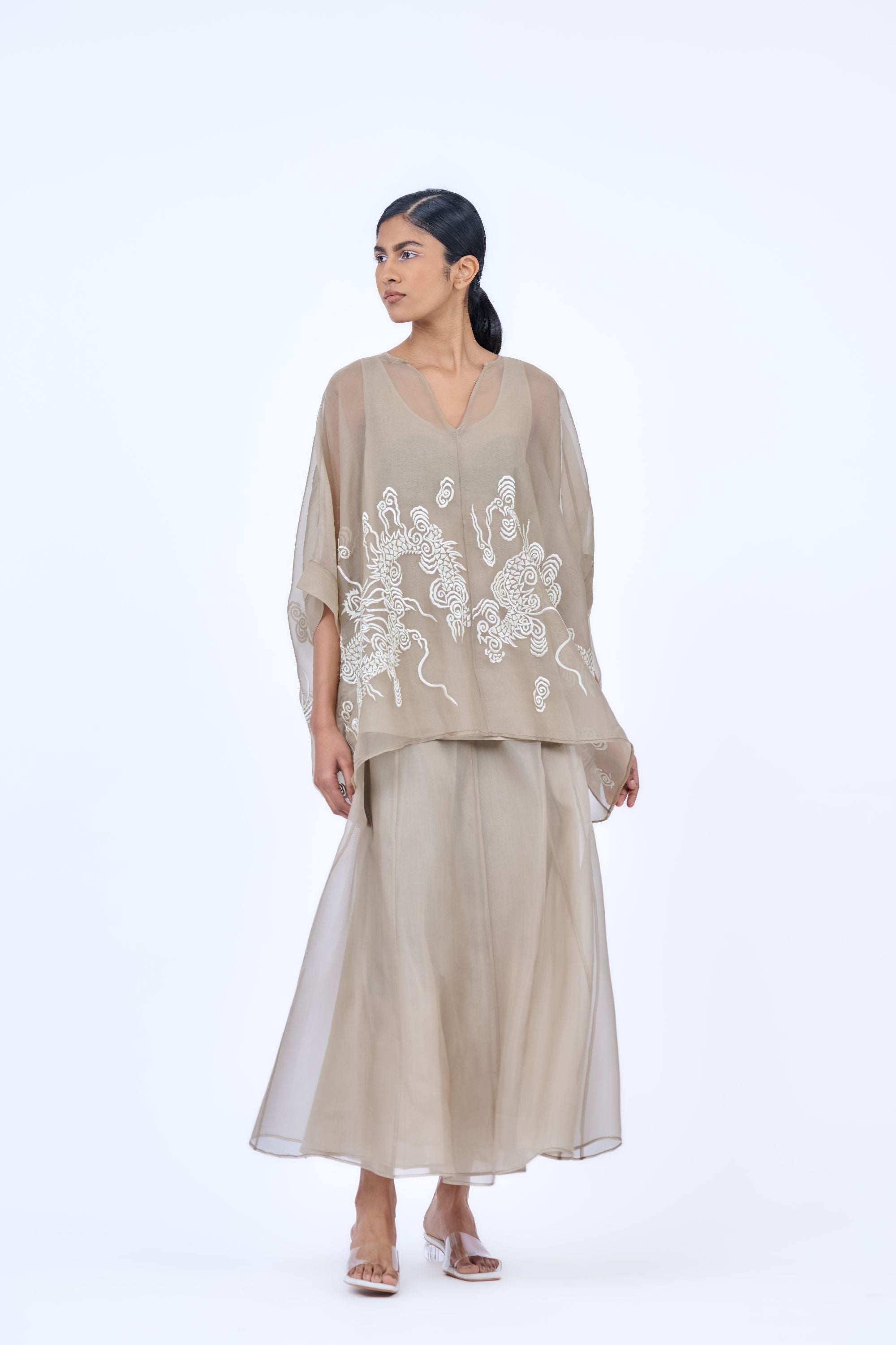 Natural Ec Silk Organza Cape