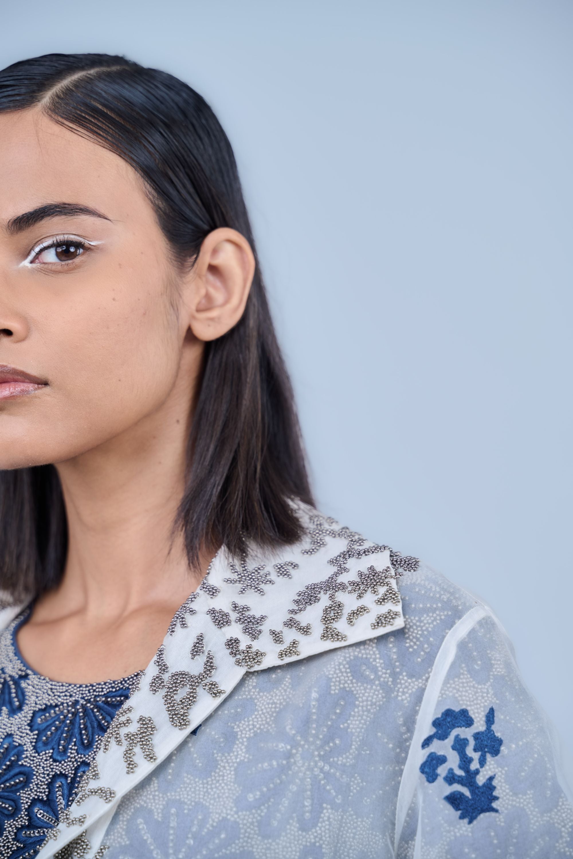 Ecru Spc Slv Silk Organza Jacket