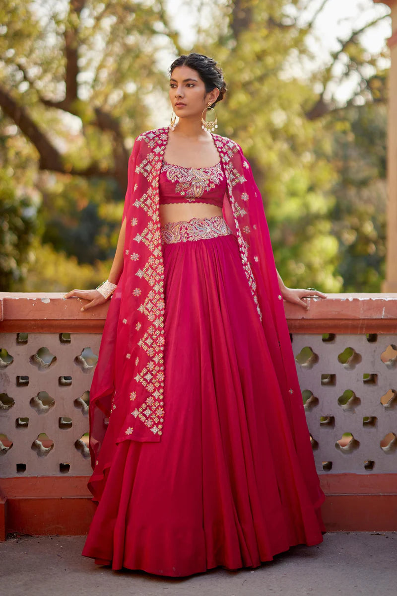 Pink Ishaani Cape Set