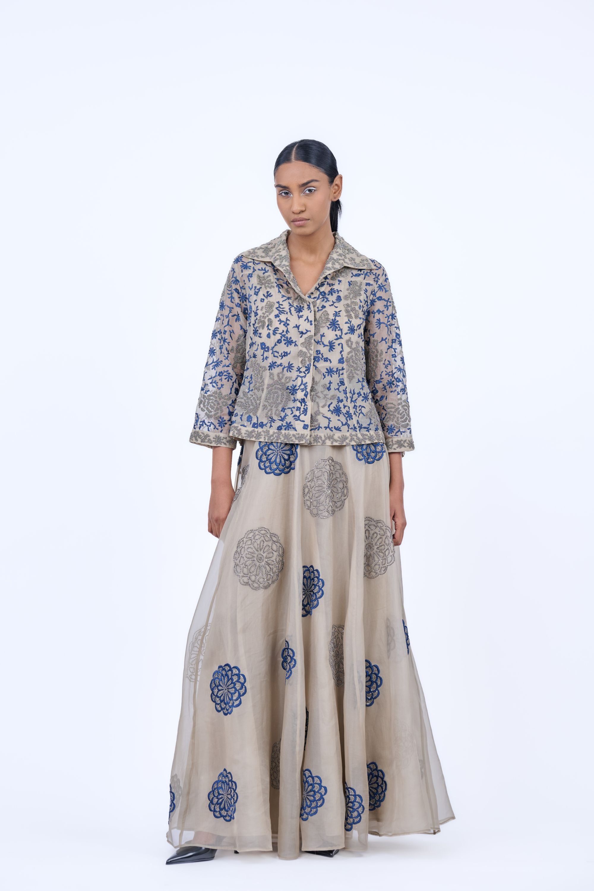 Natural Spc Slv Silk Organza Skirt