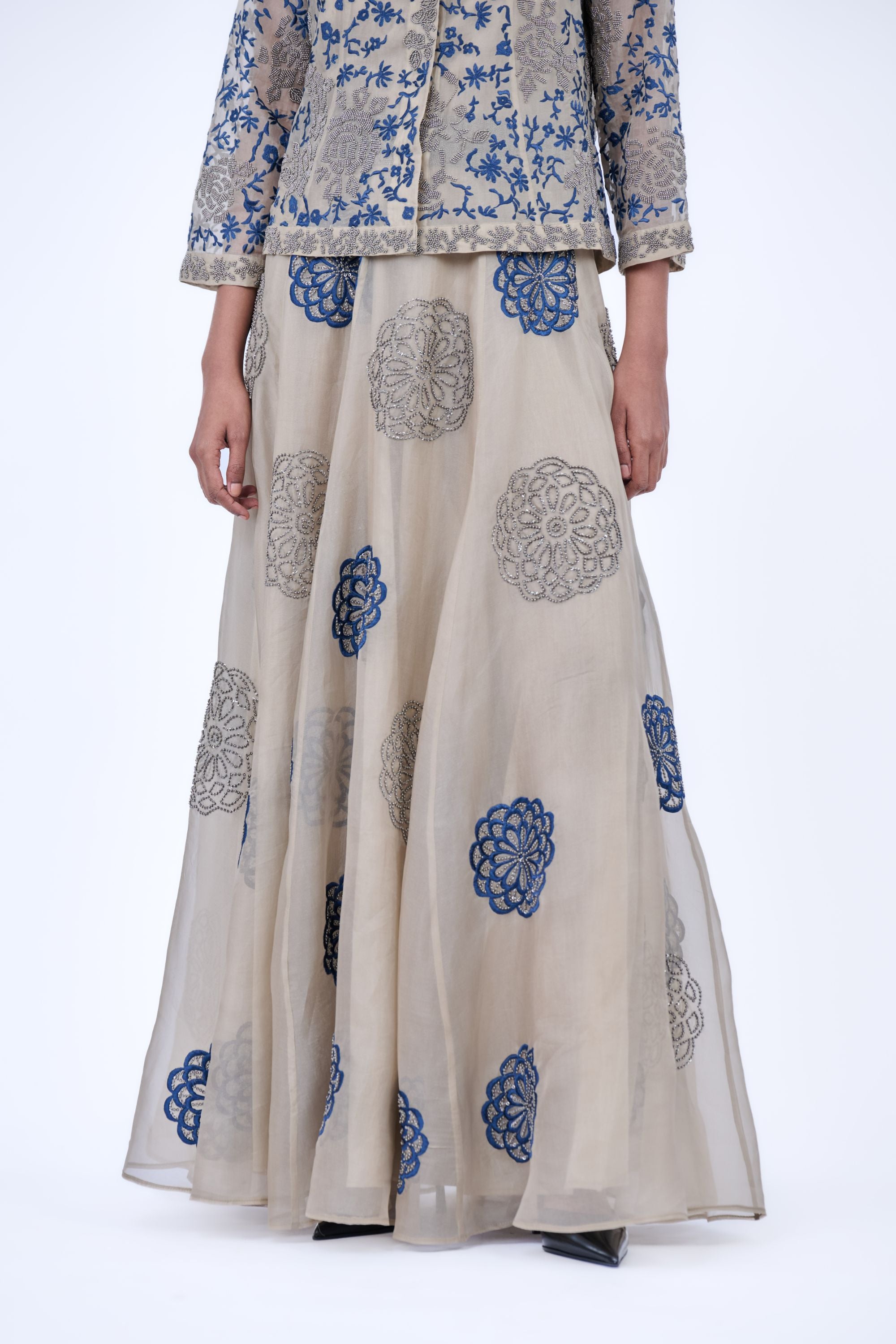 Natural Spc Slv Silk Organza Skirt