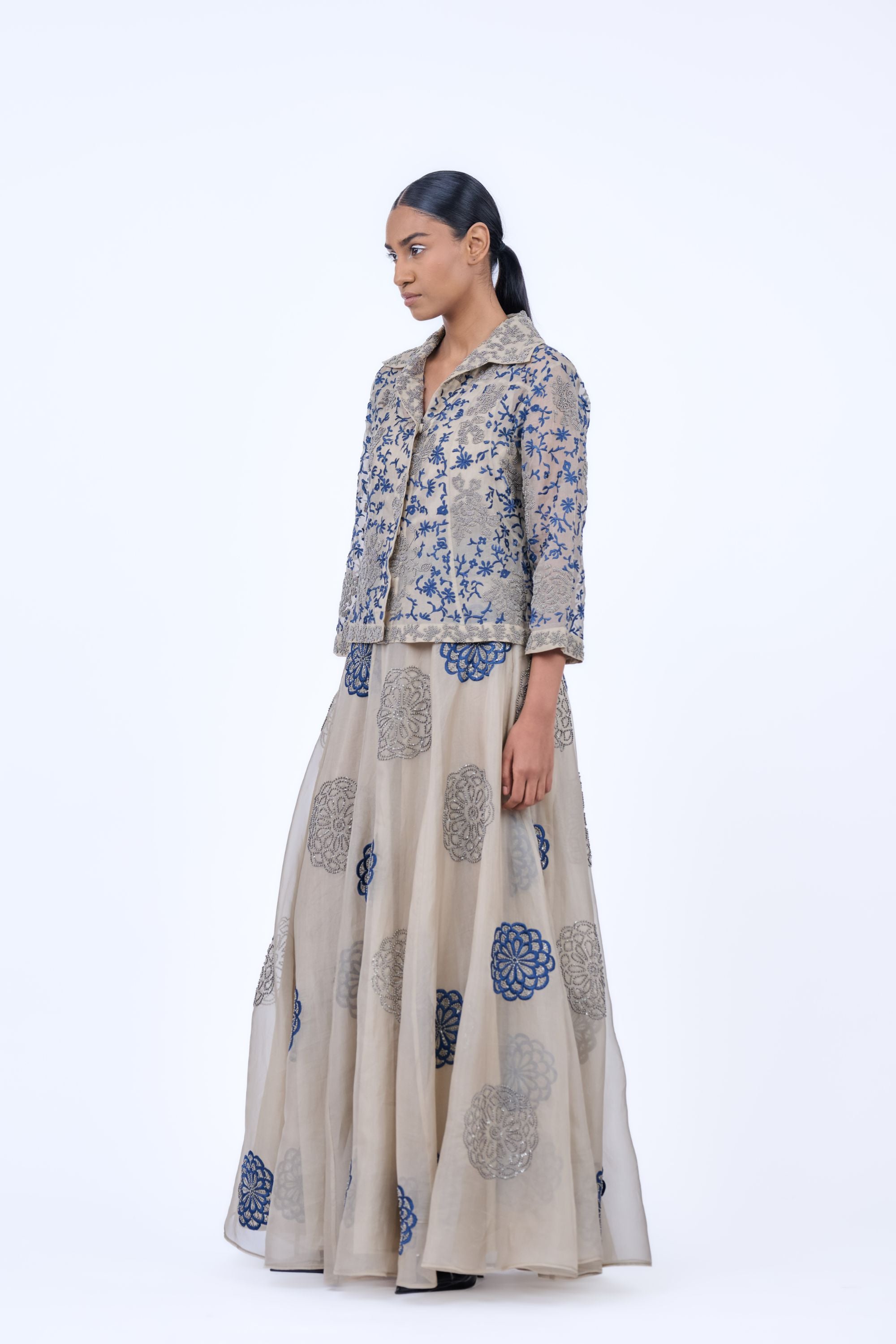 Natural Spc Slv Silk Organza Jacket