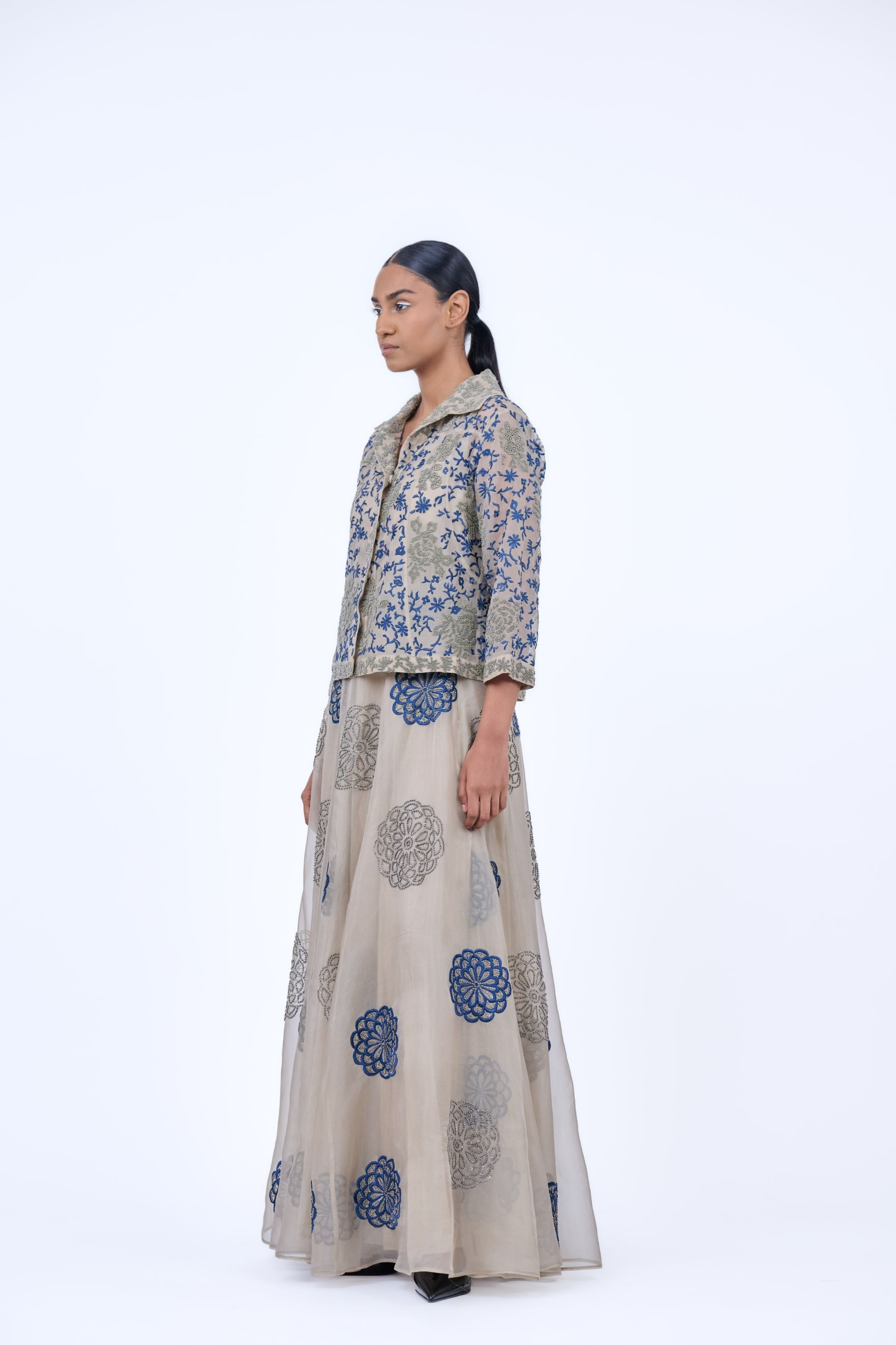 Natural Spc Slv Silk Organza Skirt