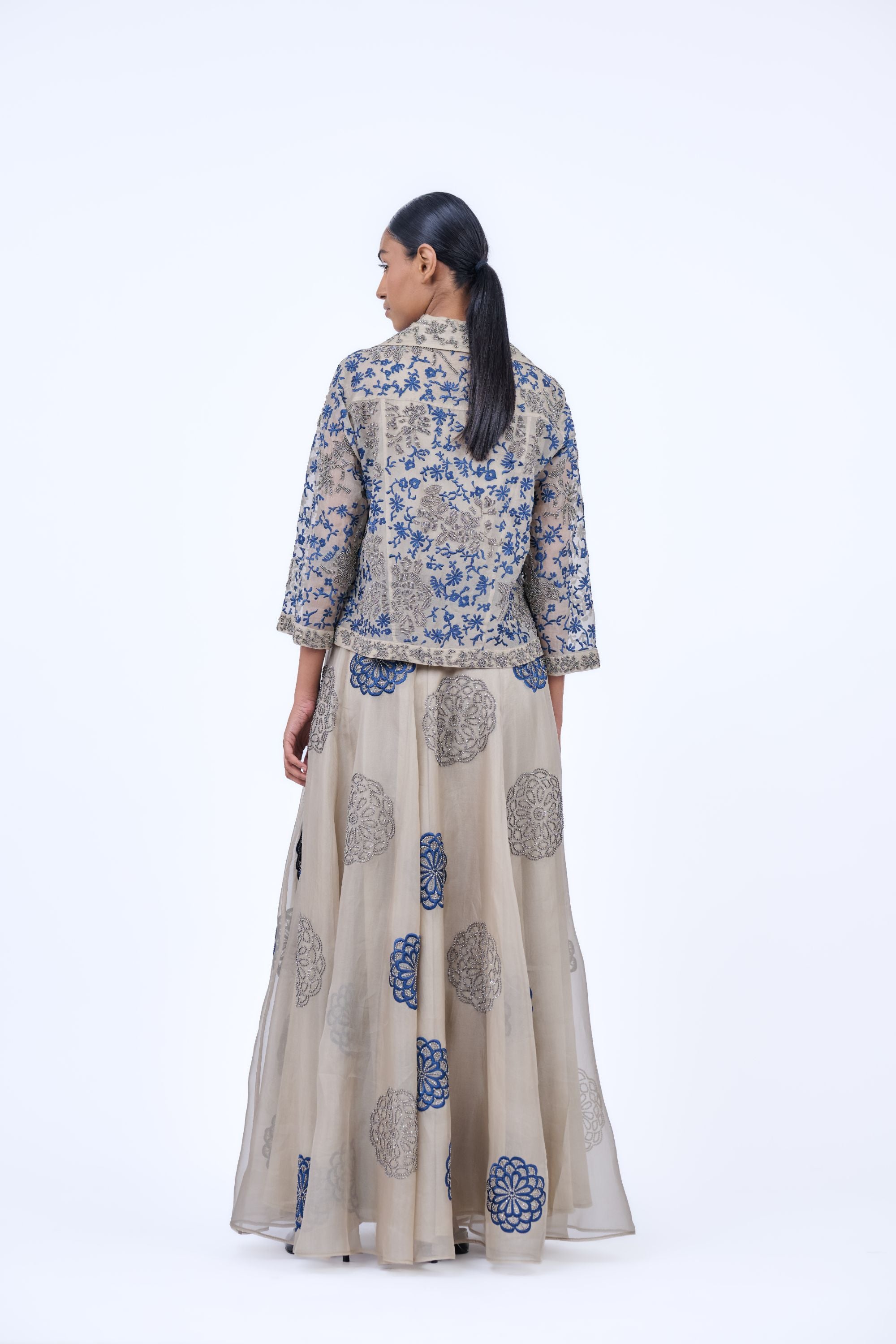 Natural Spc Slv Silk Organza Jacket