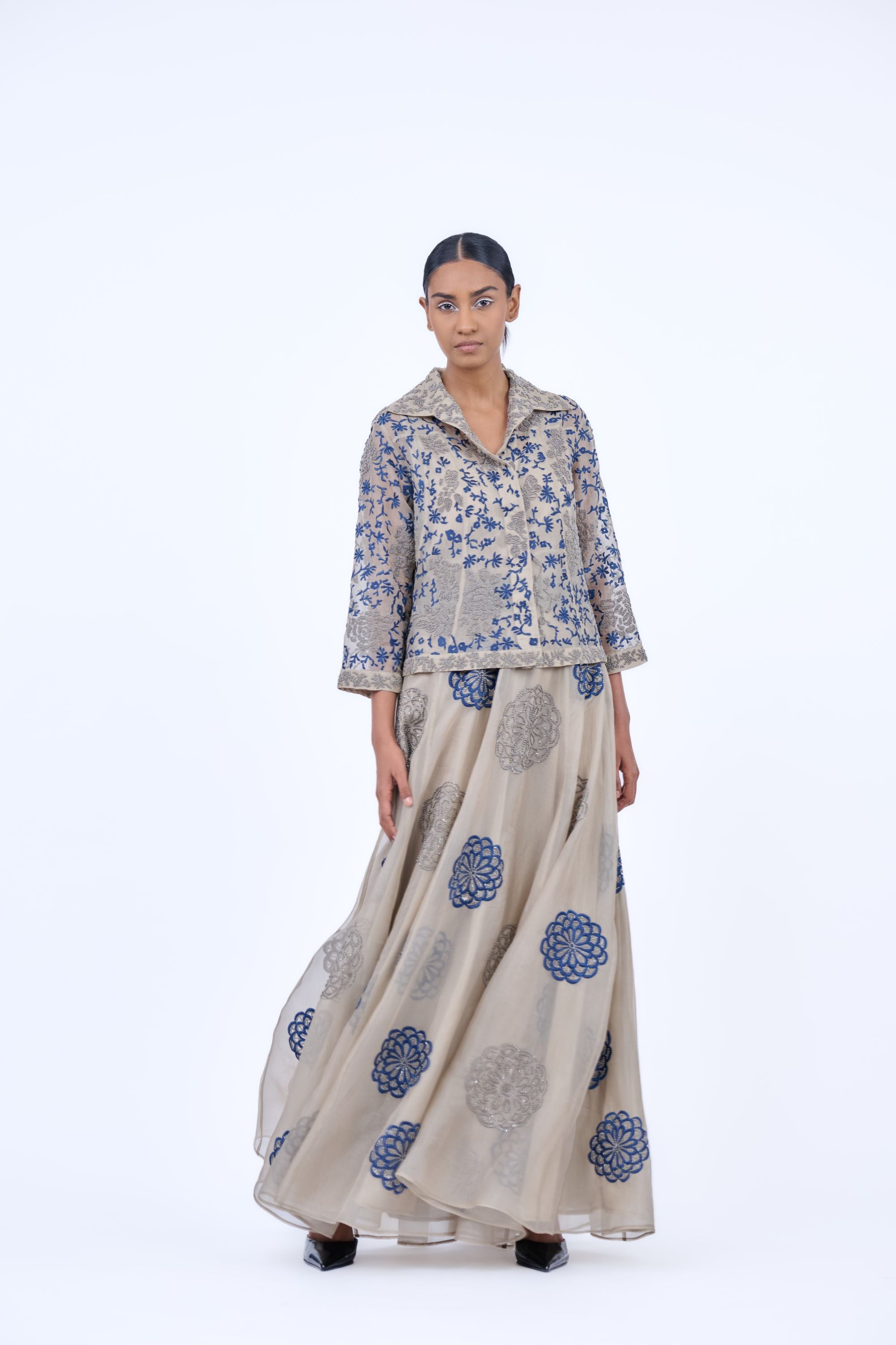 Natural Spc Slv Silk Organza Skirt