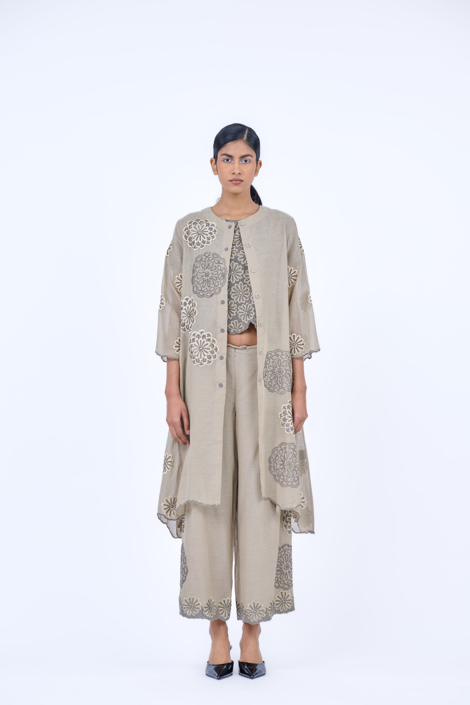 Natural Nat Slv Handloom Cotton Jacket