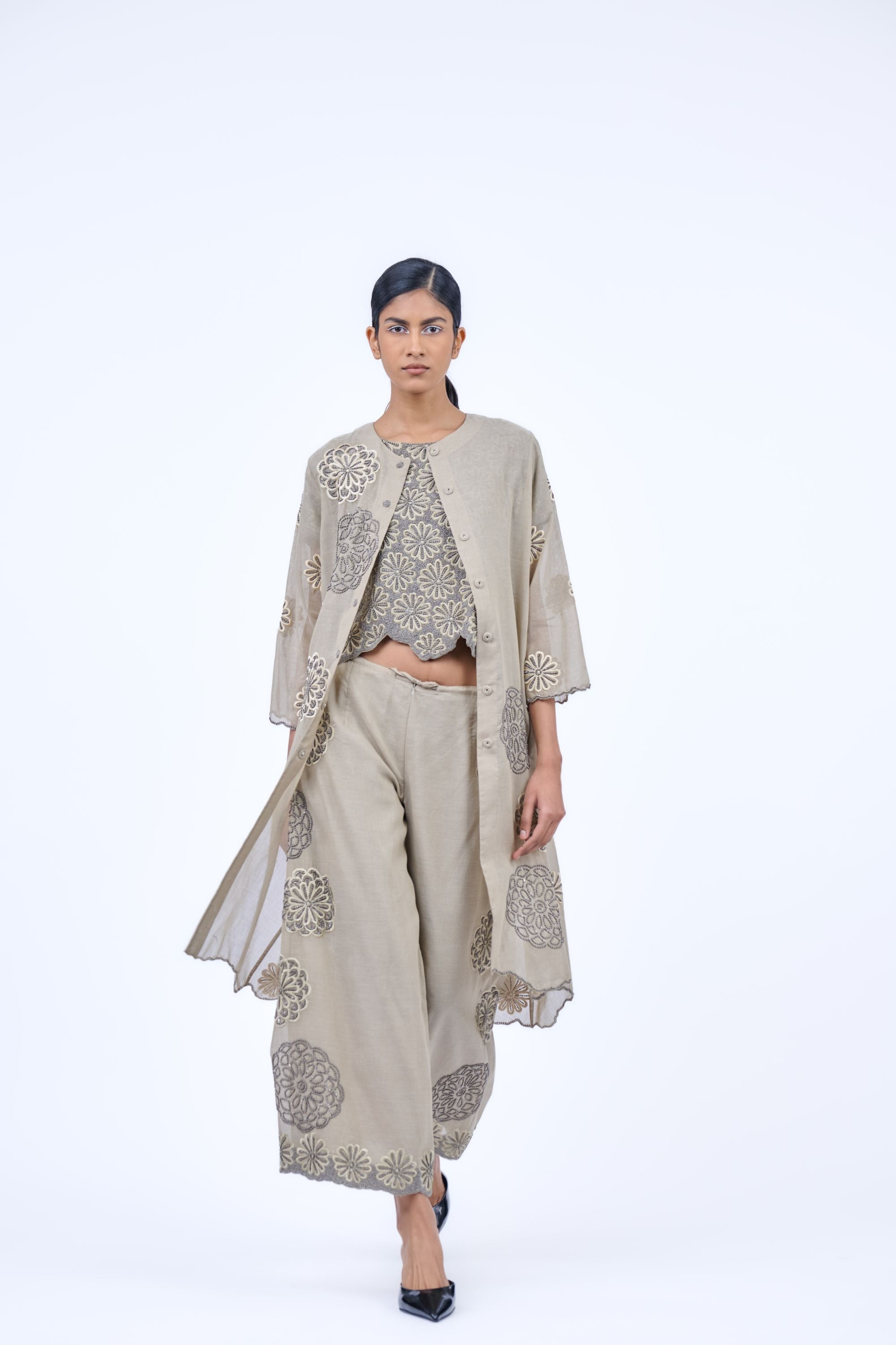 Natural Nat Slv Handloom Cotton Jacket