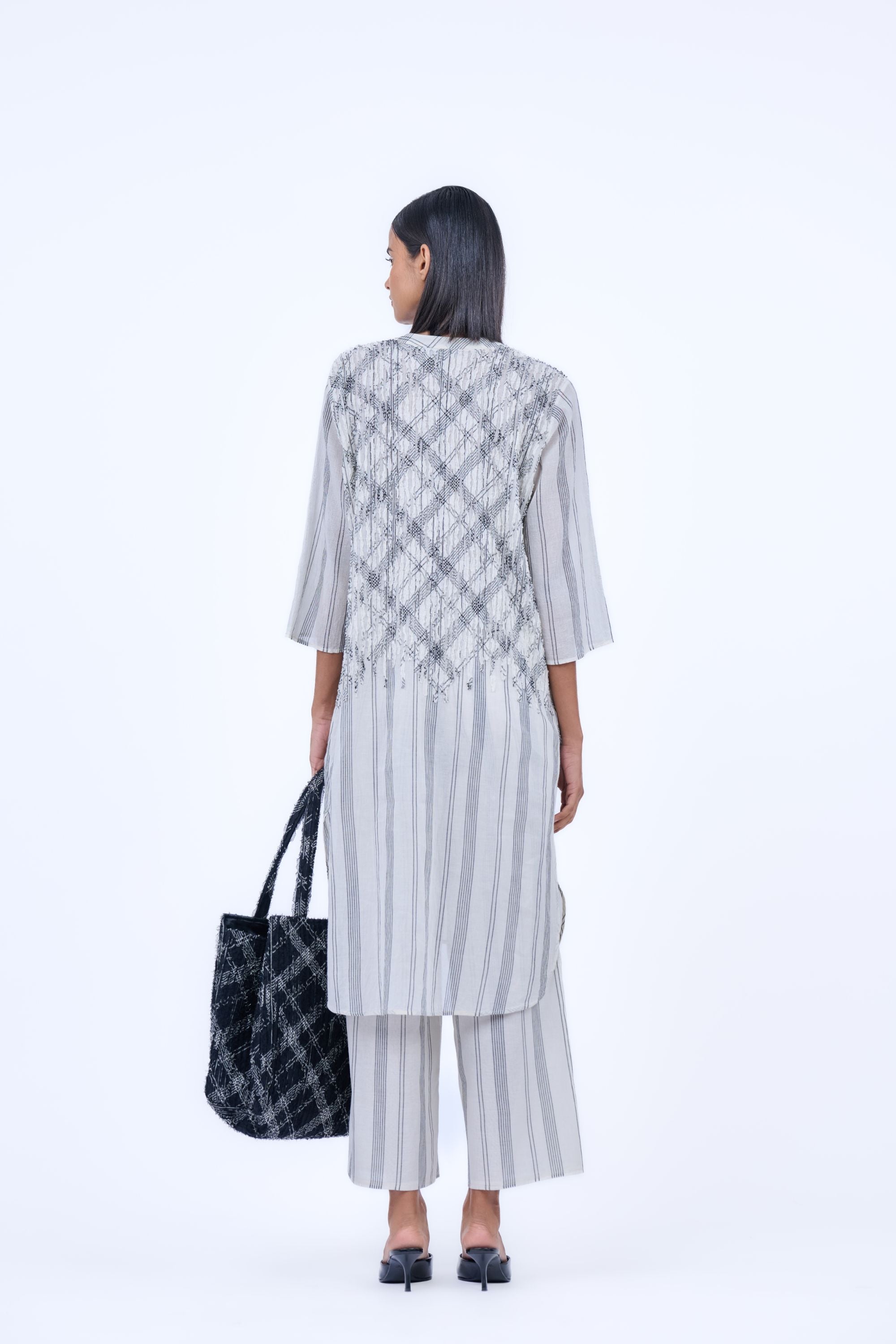 Ecru  Yarn Dyed Cotton Pant