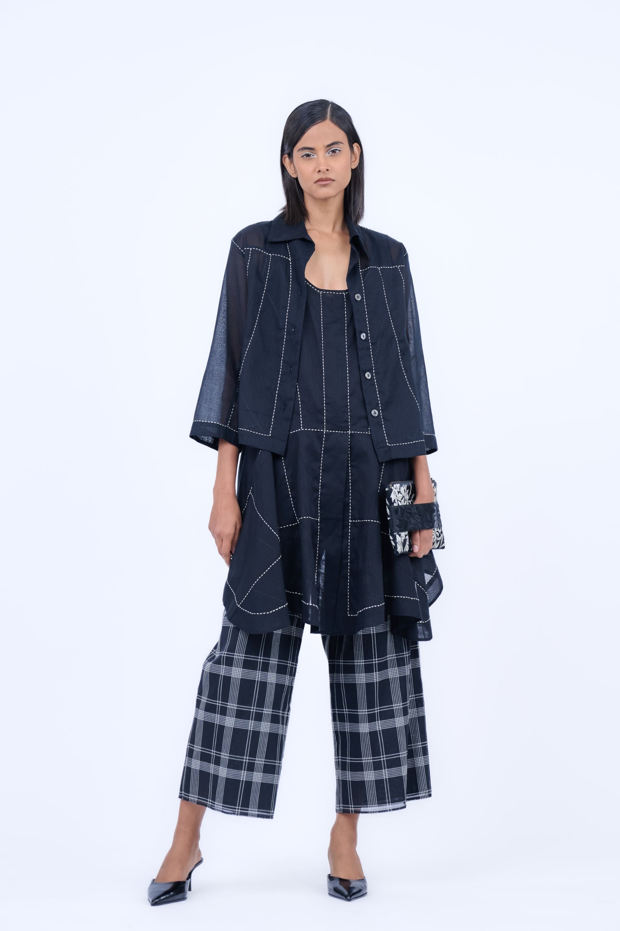 Black Handloom Cotton Tank