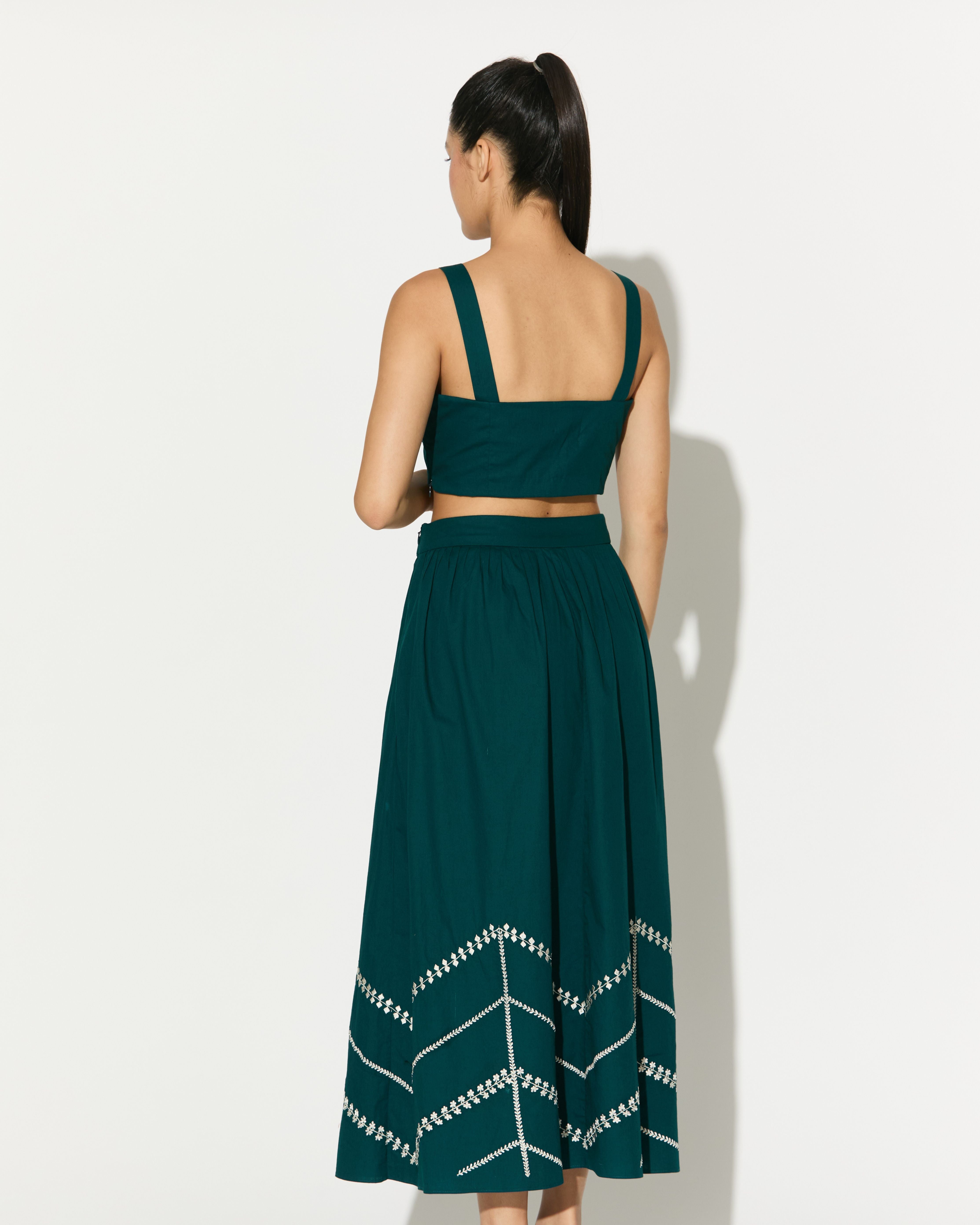 TEAL EMBROIDERED SKIRT