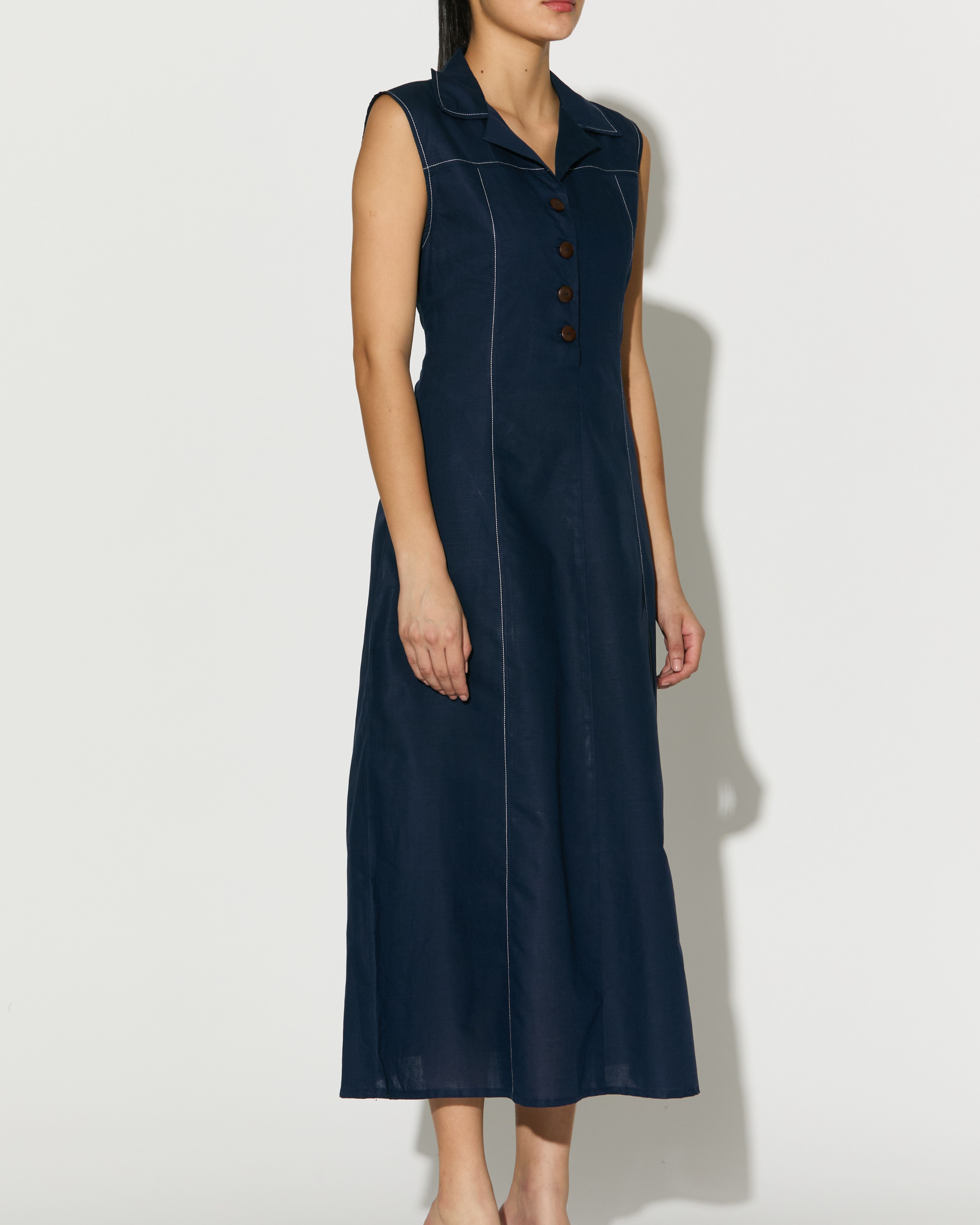 DARK BLUE SLEEVELESS LONG DRESS