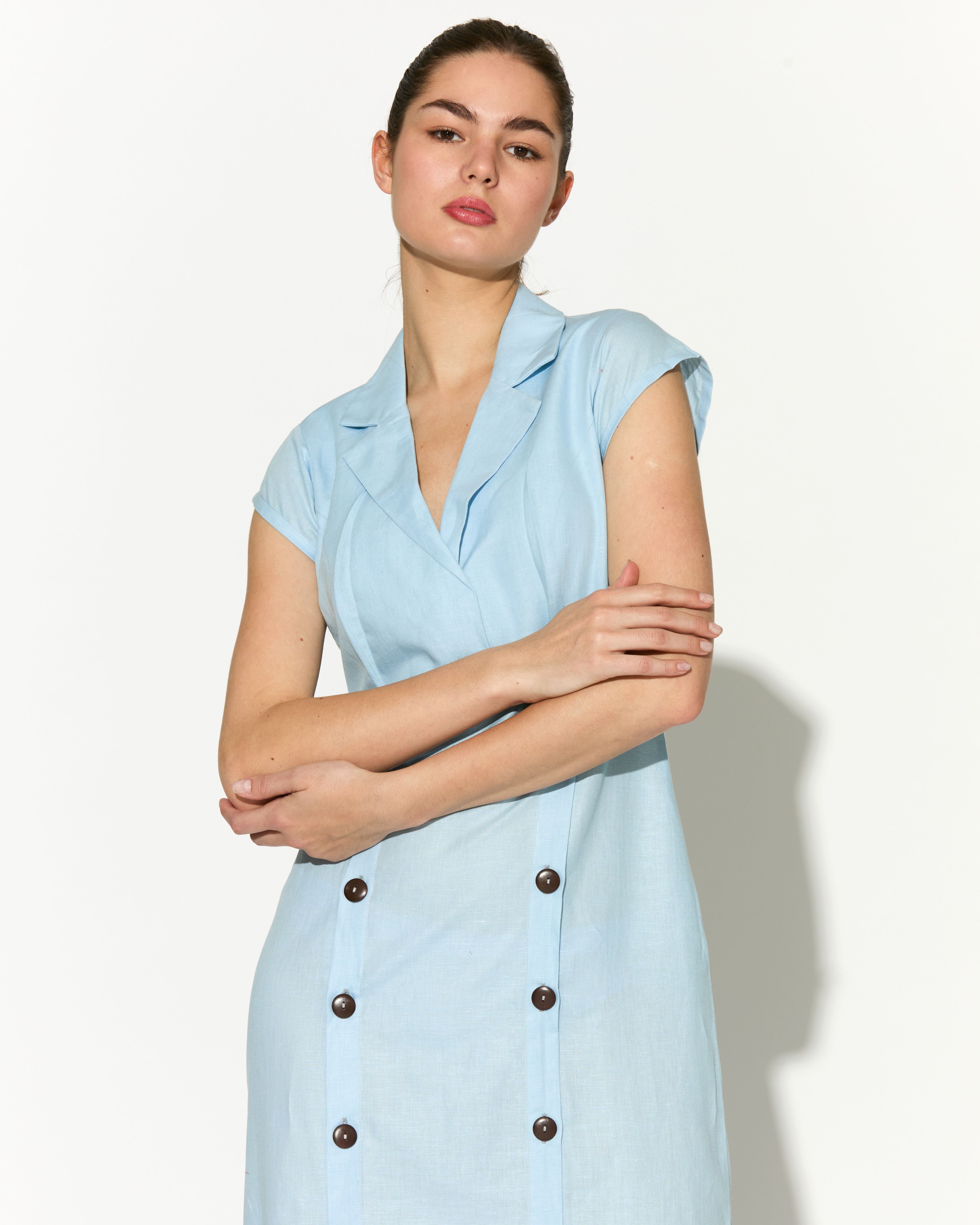 LIGHT BLUE SLEEVELESS LONG DRESS