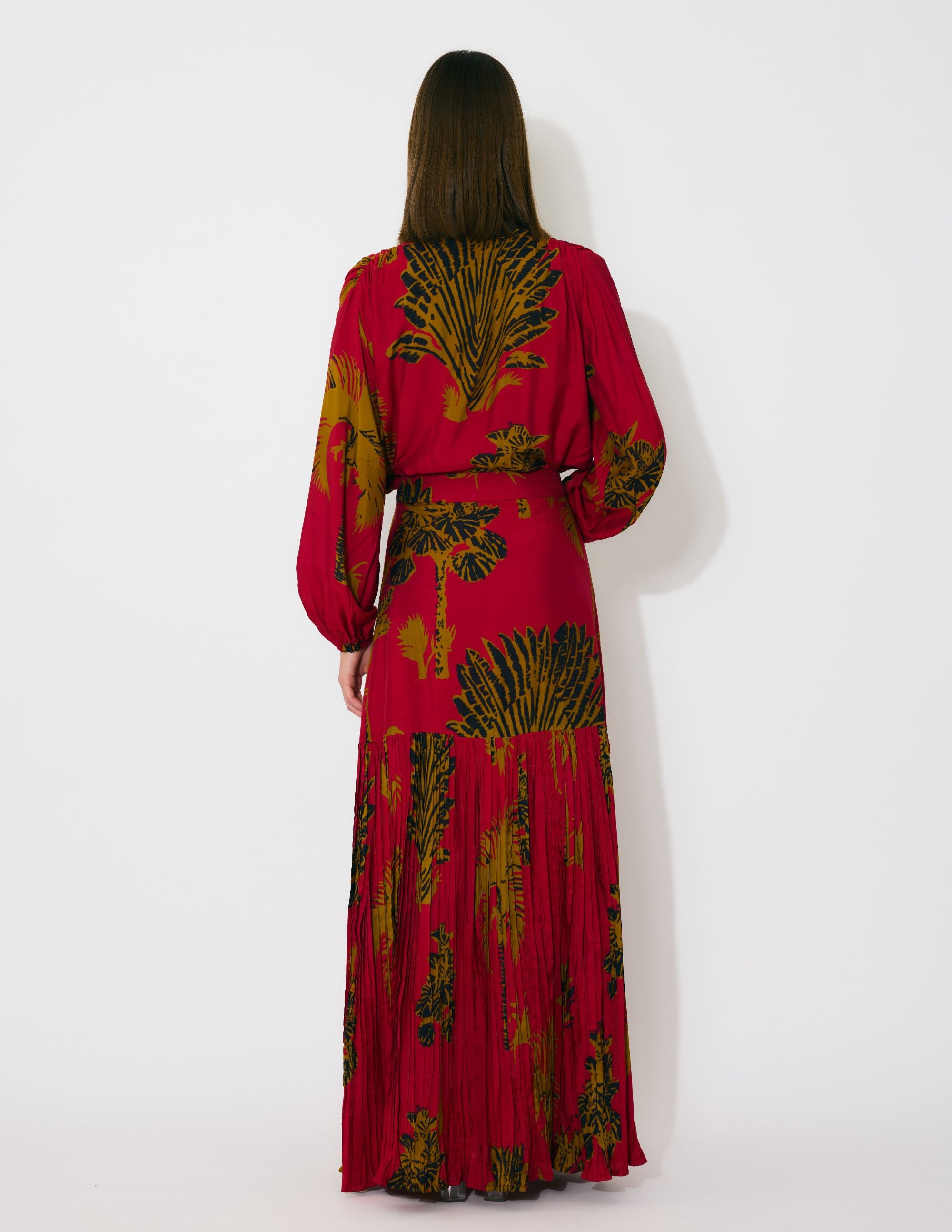 RED, MUSTARD AND BLACK FLORAL SKIRT