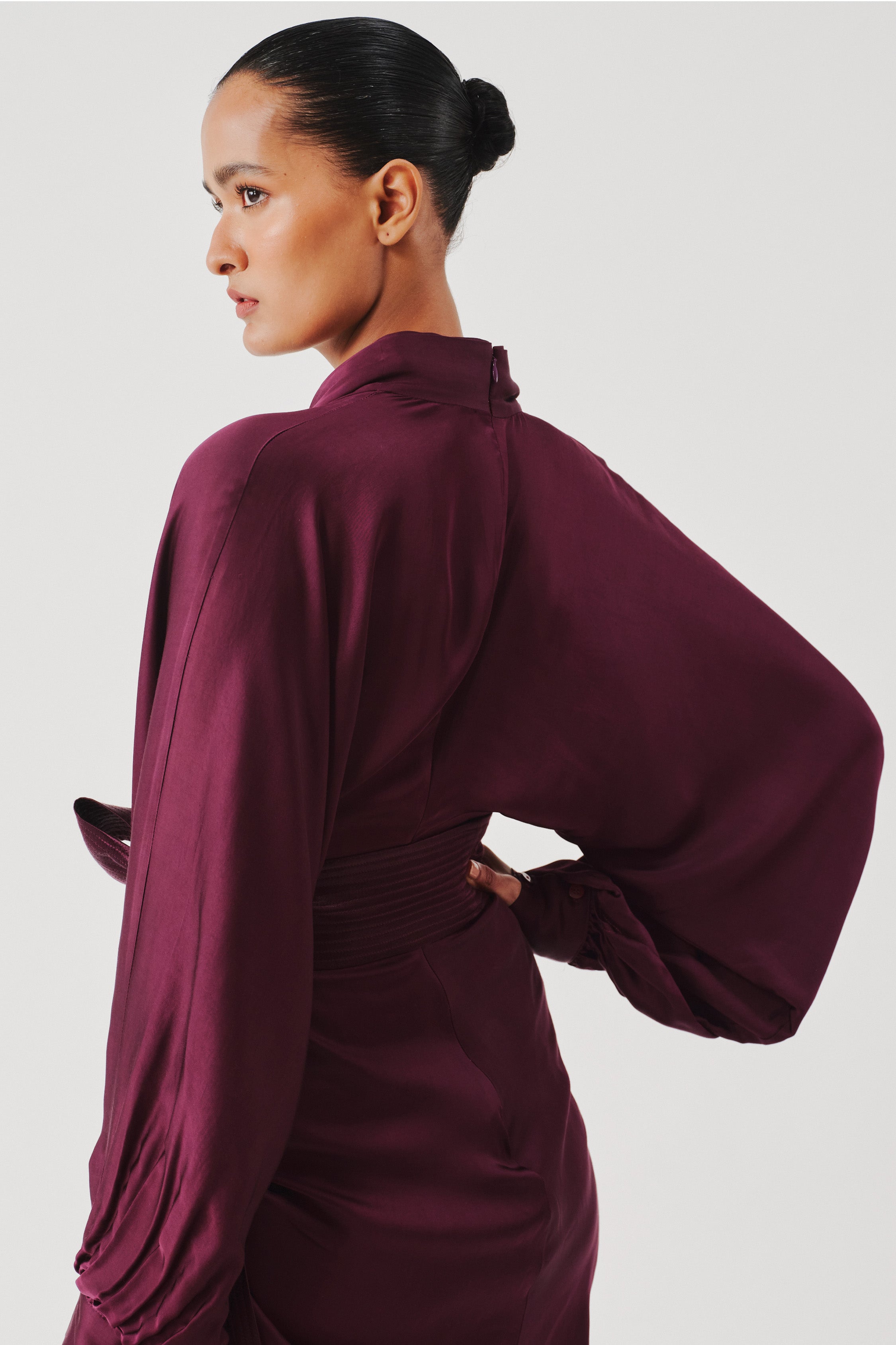 Burgundy Drape Dress