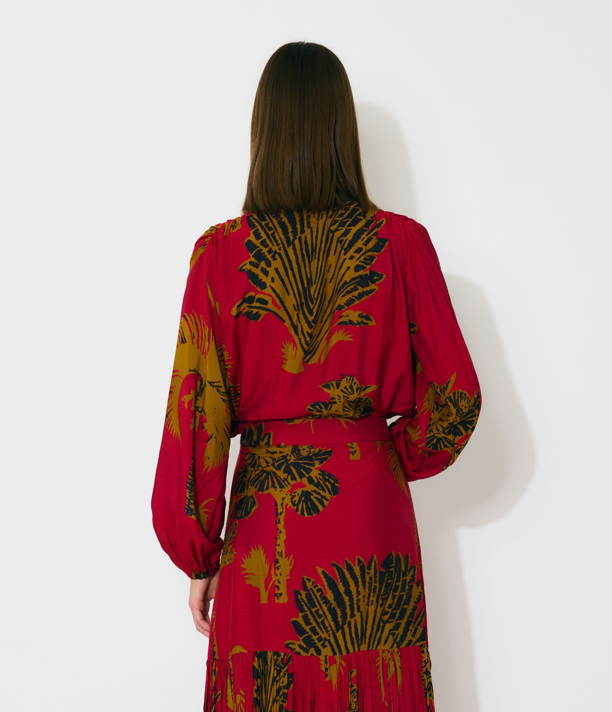 RED, MUSTARD AND BLACK FLORAL TOP