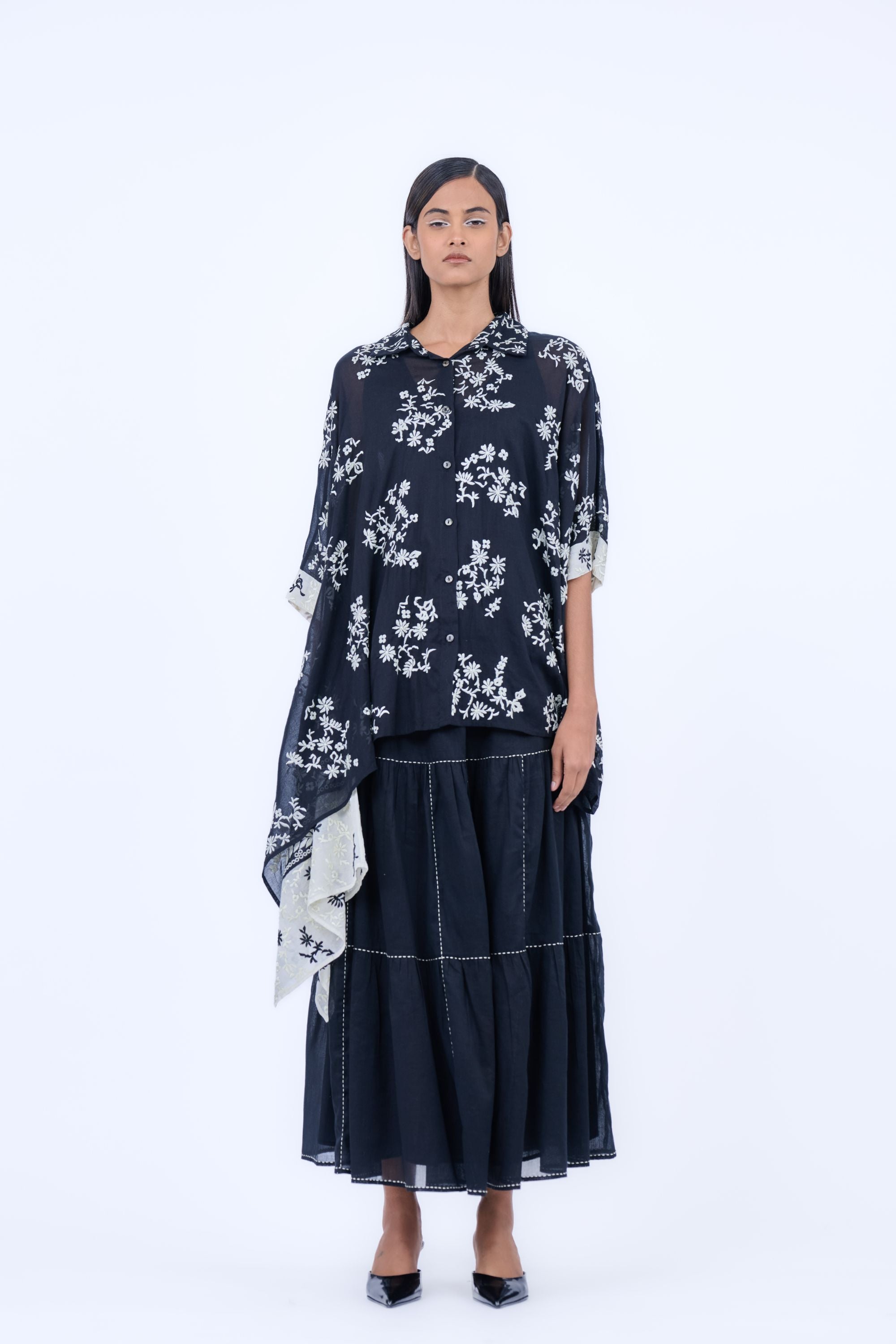 Black Ec Handloom Cotton Skirt